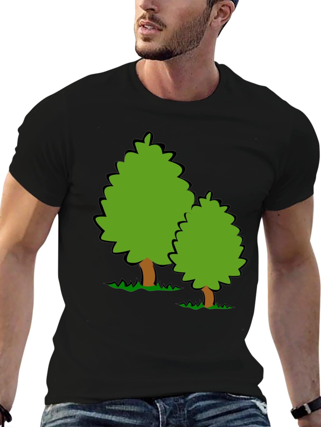 Black Cartoon Tree Graphic Black T-Shirt view 6