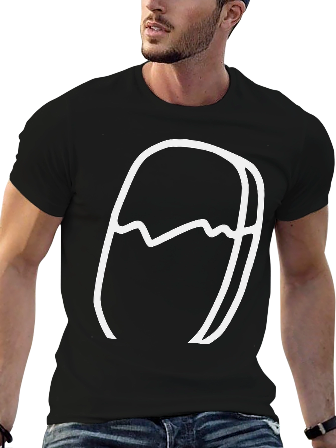 Black Abstract Mountain Graphic Tee view 6