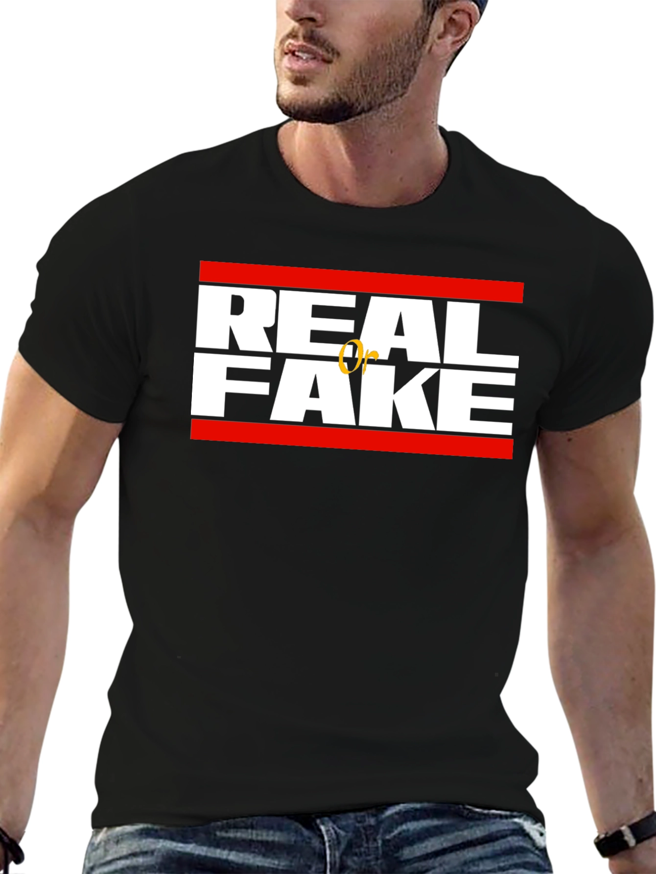 Black Real or Fake Graphic Tee view 6