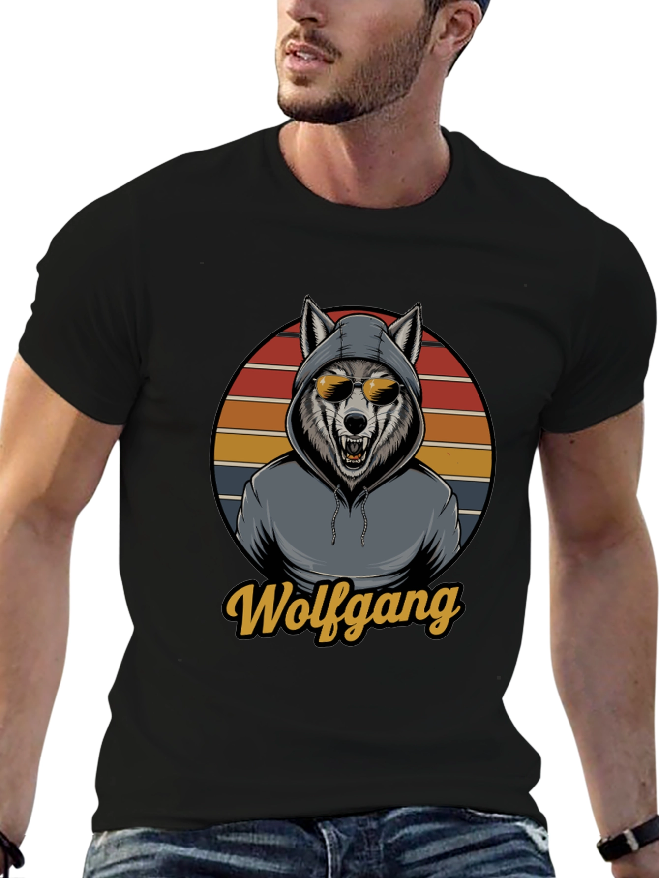 Black Wolfgang Wolf Graphic T-Shirt view 6