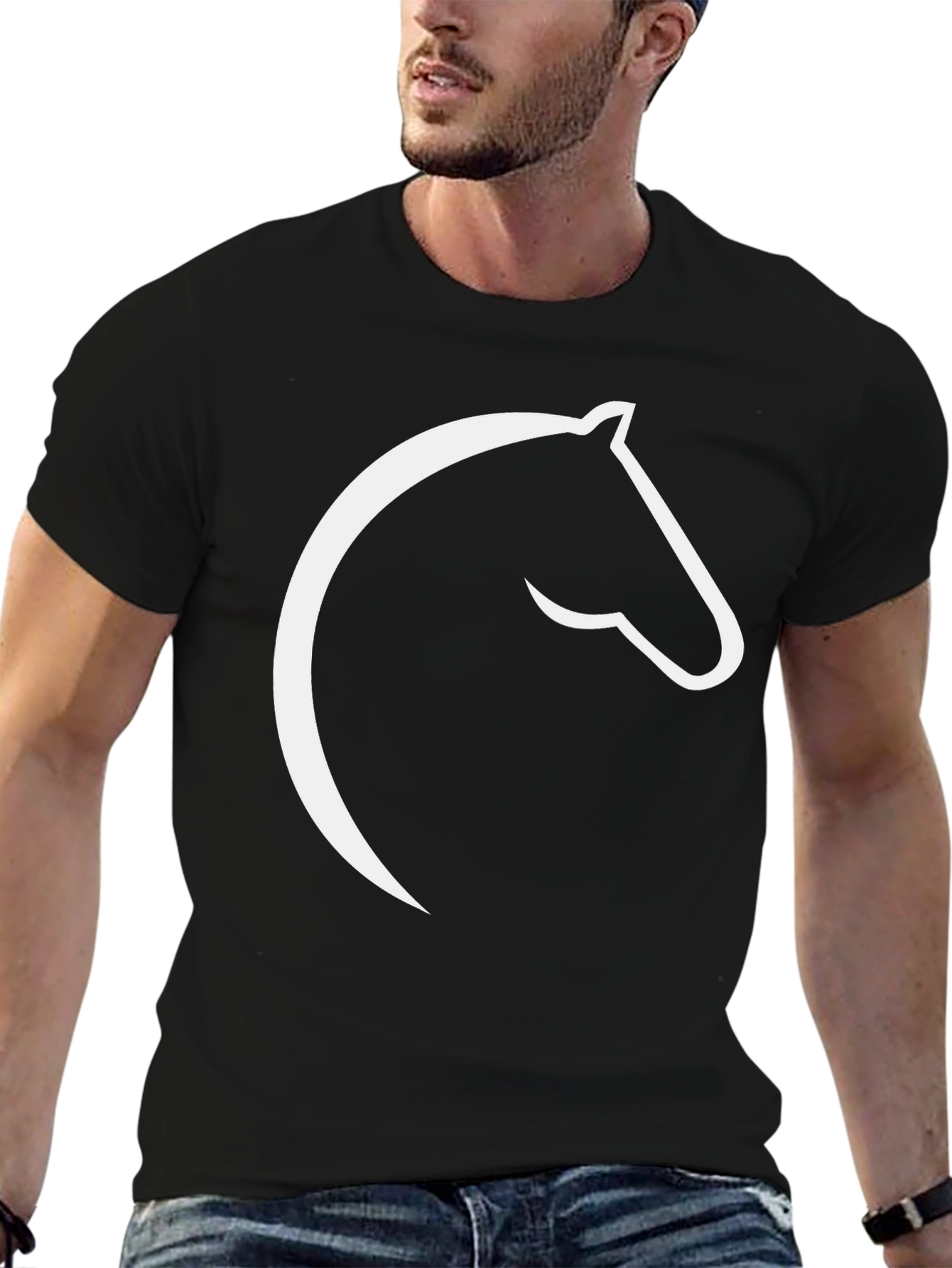 Black Horse Head Graphic Tee - Black view 6