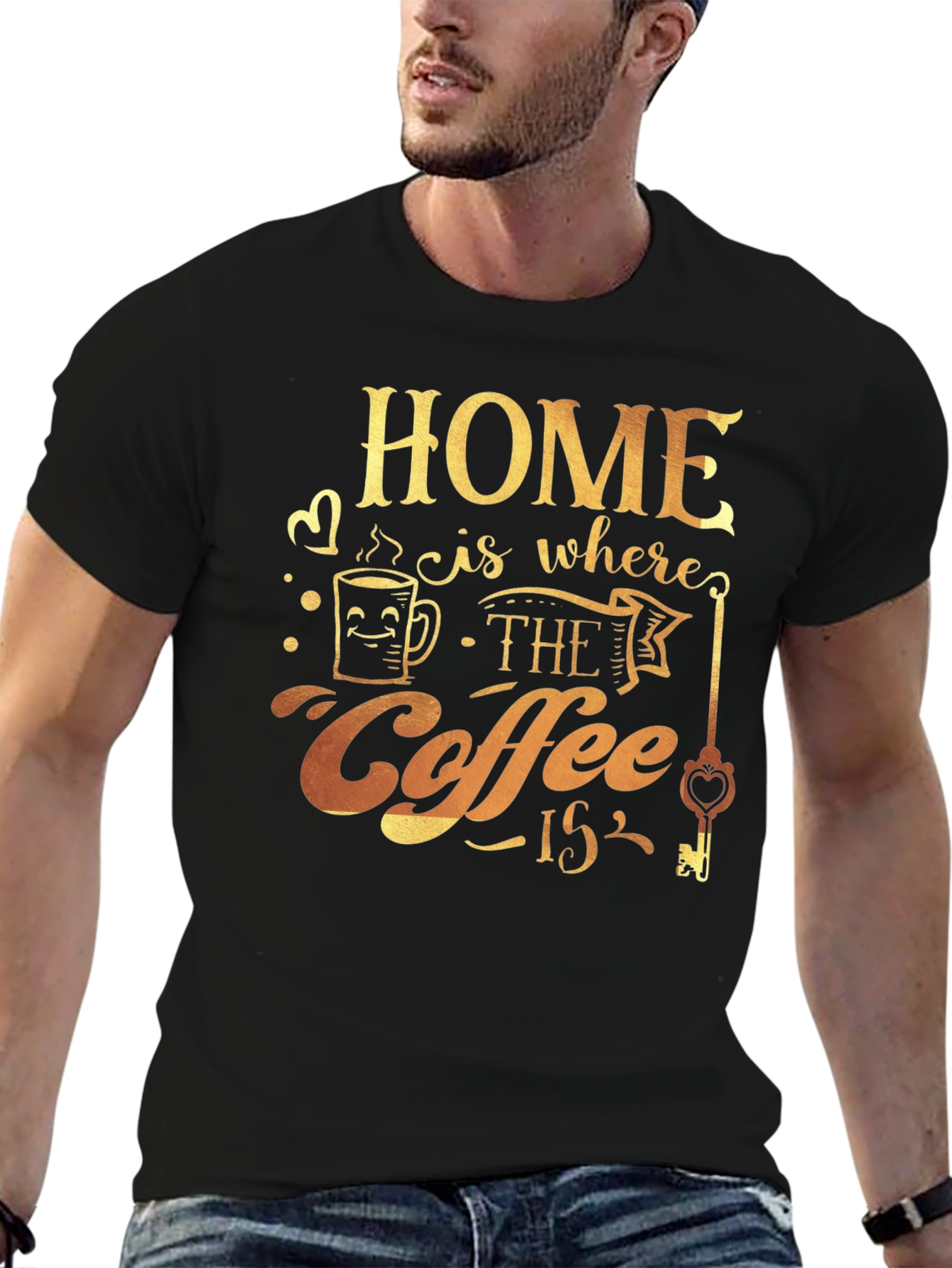 Black Home is Where the Coffee Is T-Shirt view 6