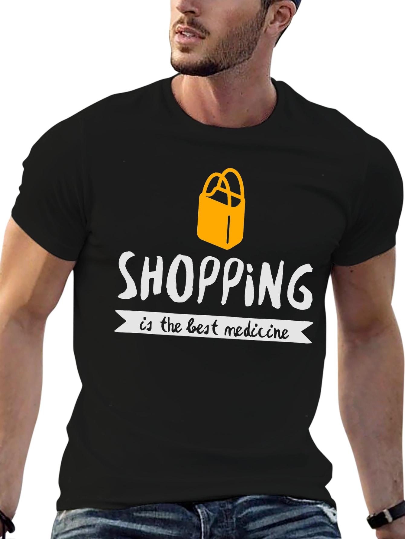 Black Shopping is the Best Medicine T-Shirt view 6