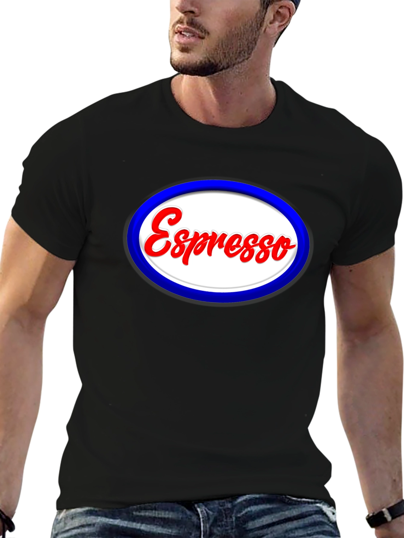 Black Espresso Oval T-Shirt - Coffee Lover Tee view 6