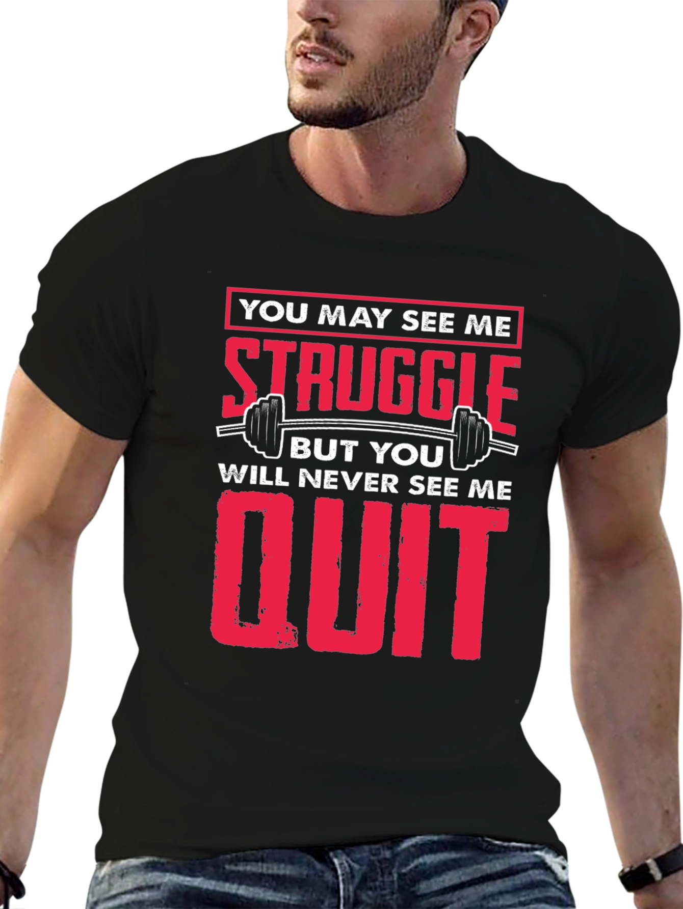 Black Struggle Never Quit Black T-Shirt view 6