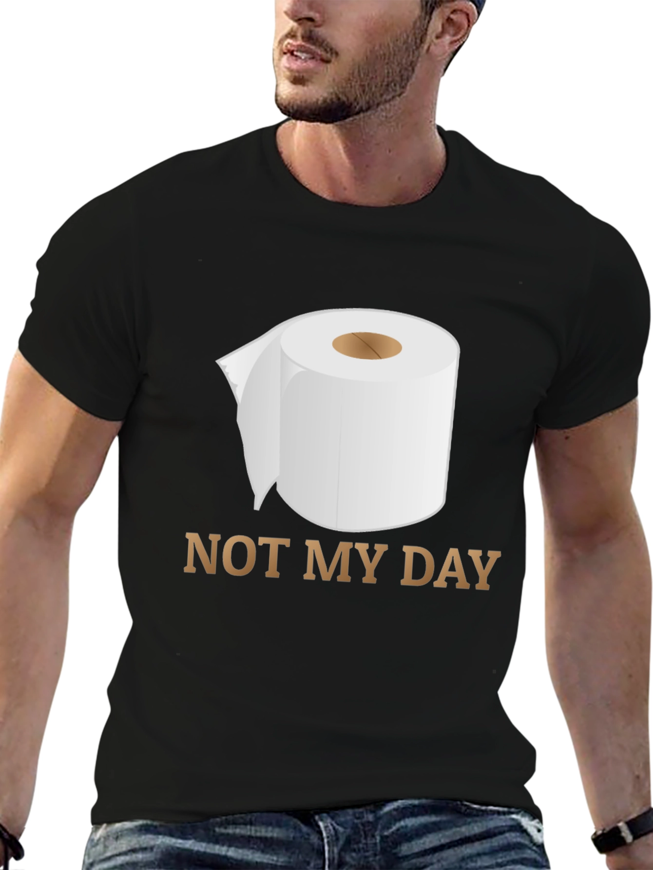 Black Not My Day Toilet Paper Humor Graphic Tee view 6