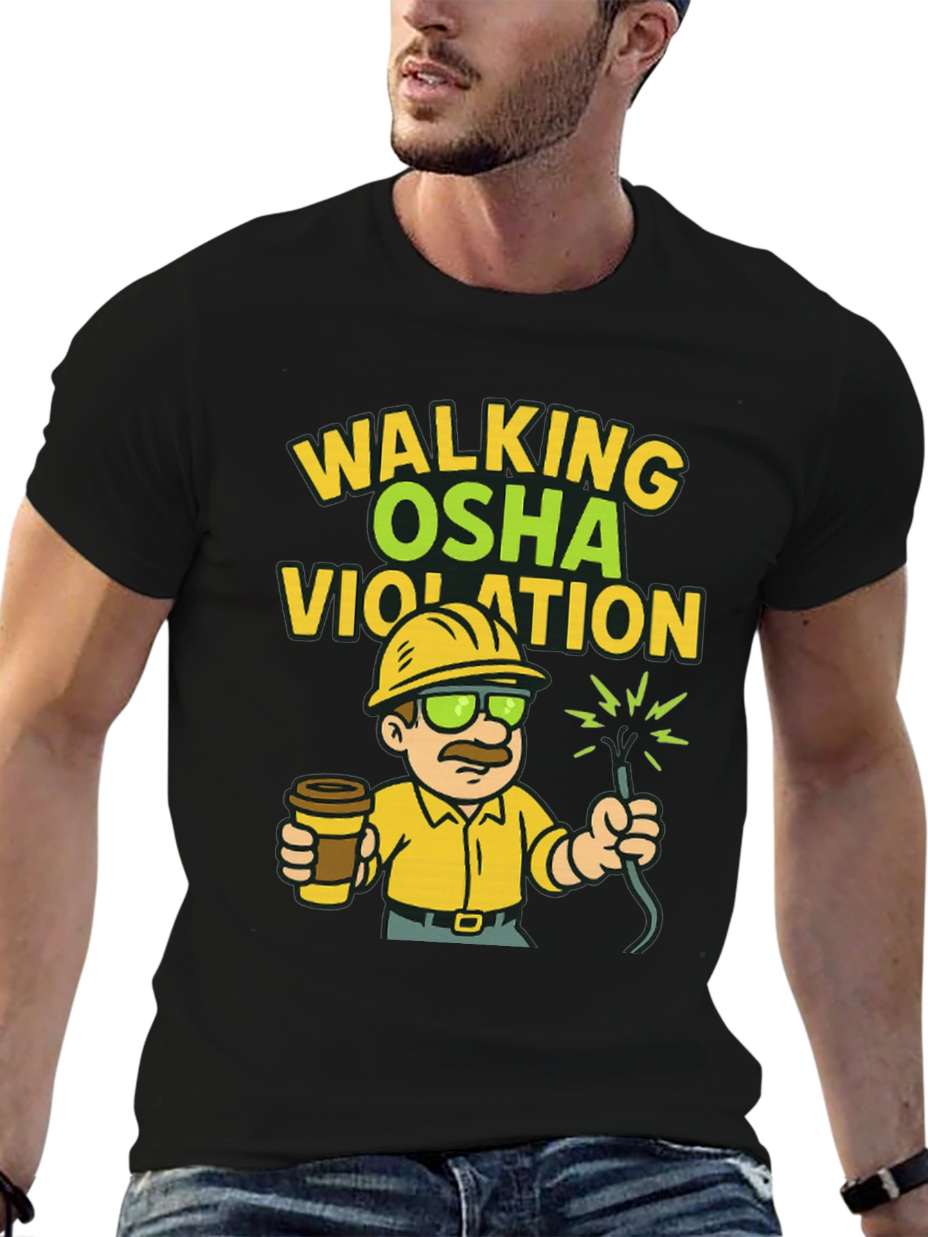 Black Walking OSHA Violation T-Shirt view 6