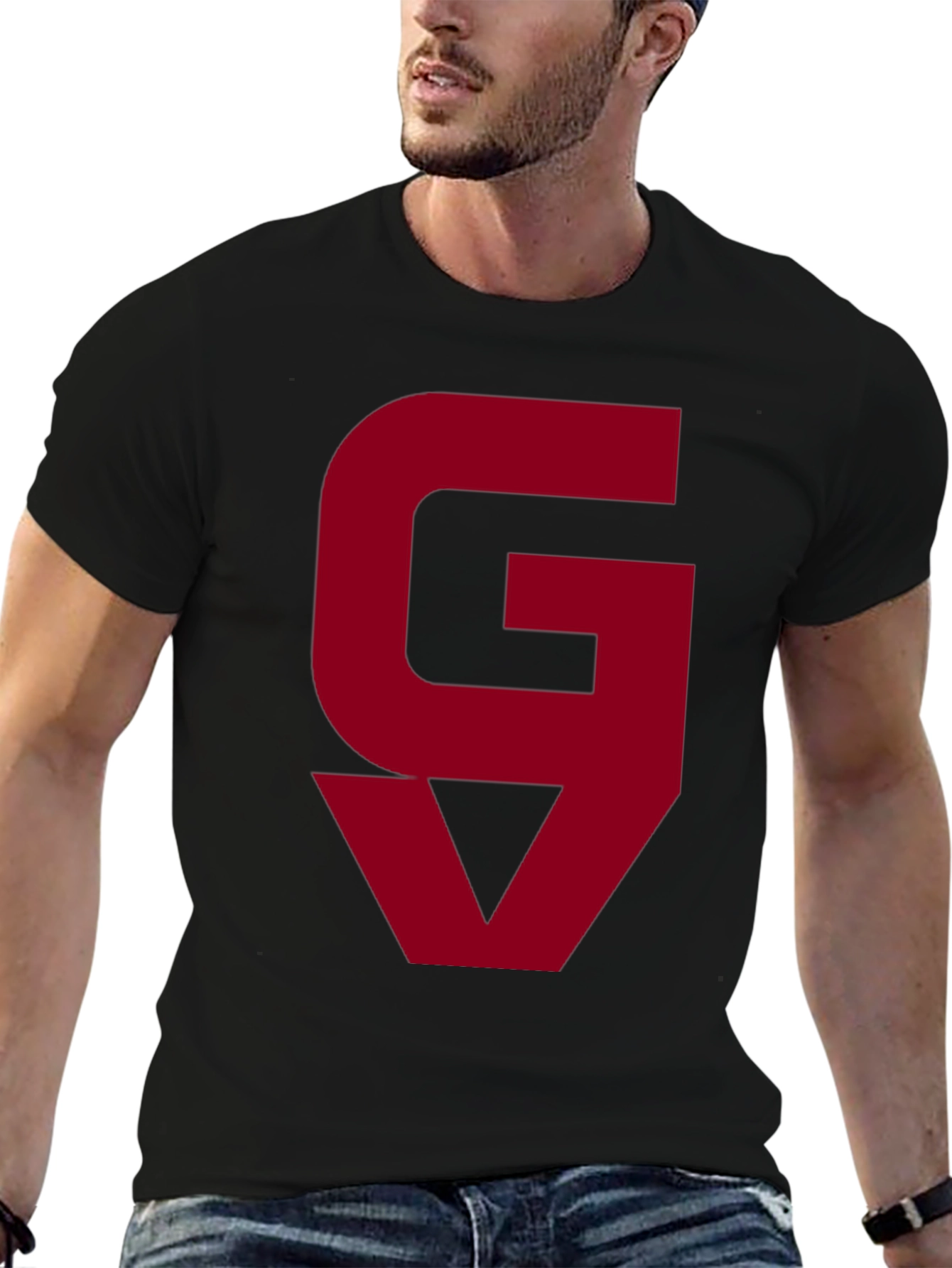 Black GV Logo Graphic Tee - Bold Statement Shirt view 6