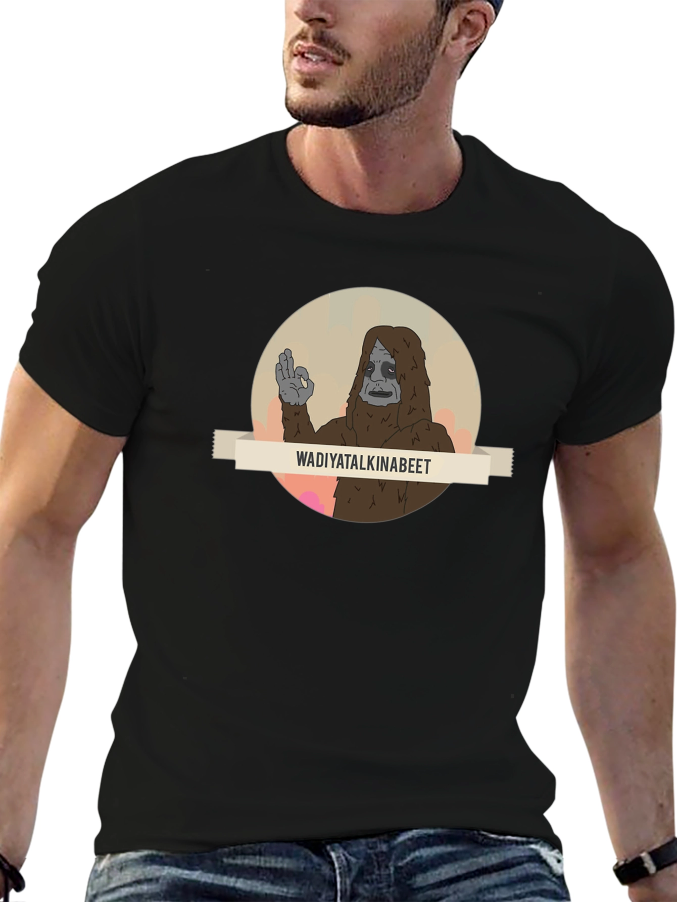 Black Wadiyatalkinabeet Sasquatch T-Shirt view 6