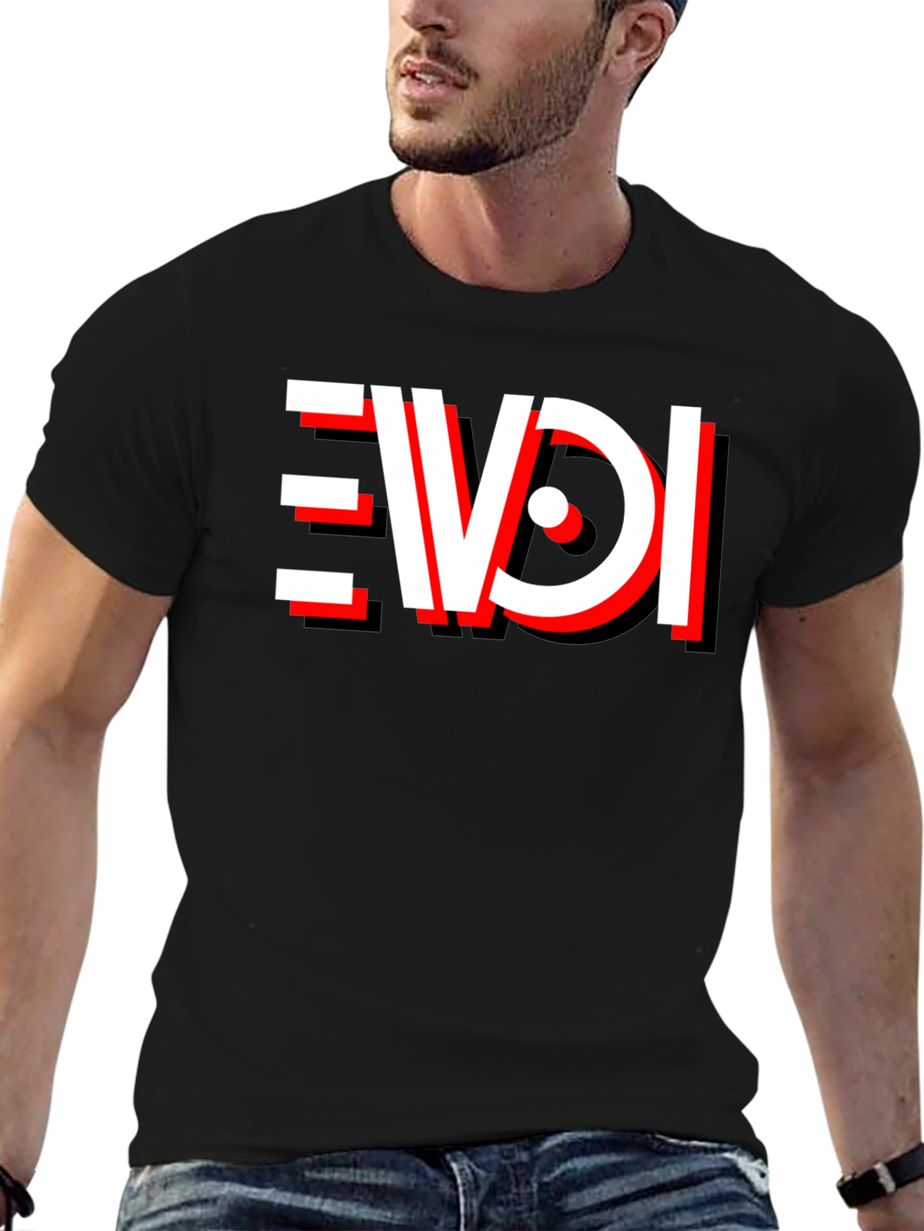 Black EVDI T-Shirt - Bold Graphic Tee view 6