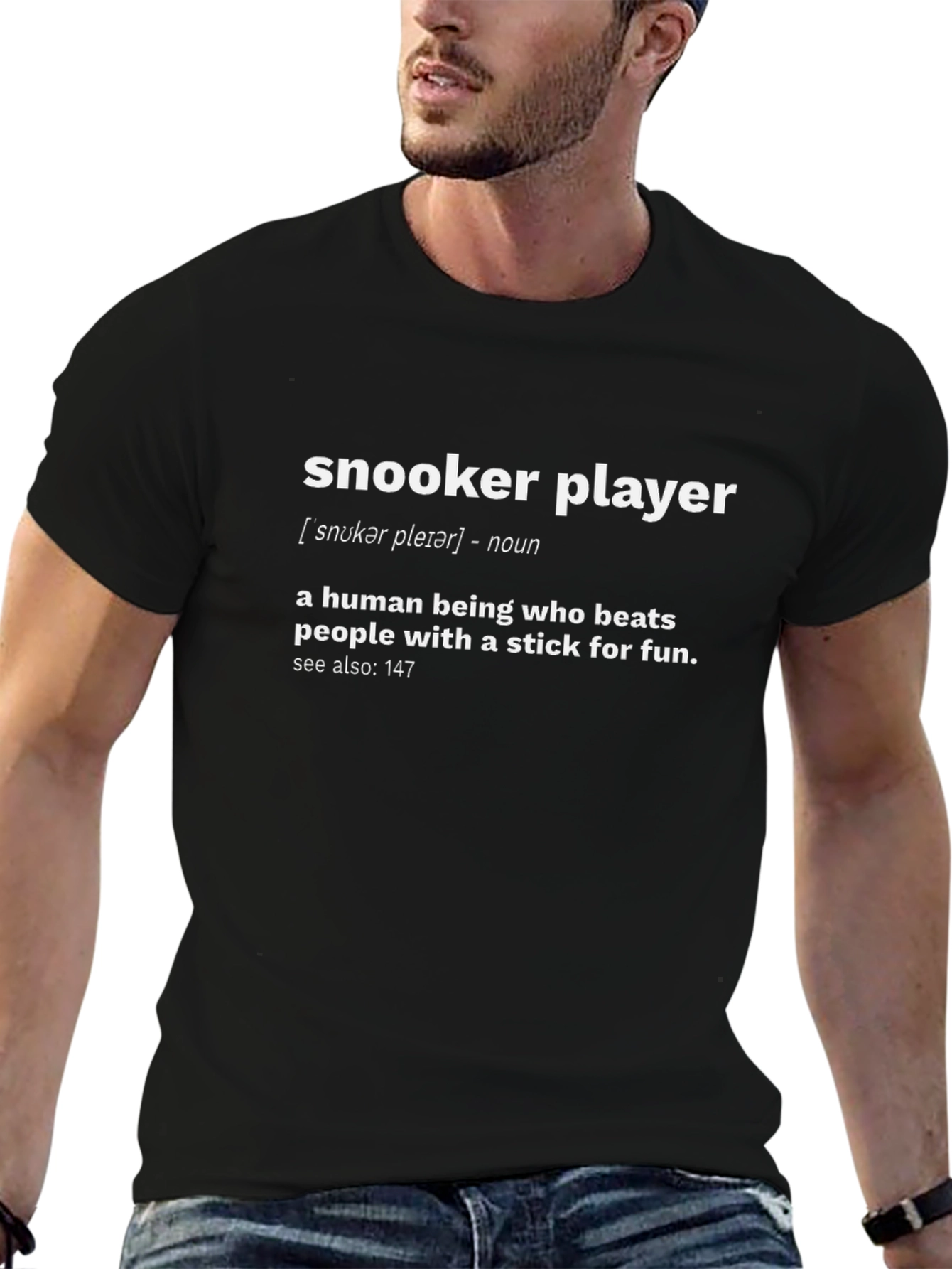 Black Snooker Player Definition Graphic Tee - Funny Novelty Shirt view 6