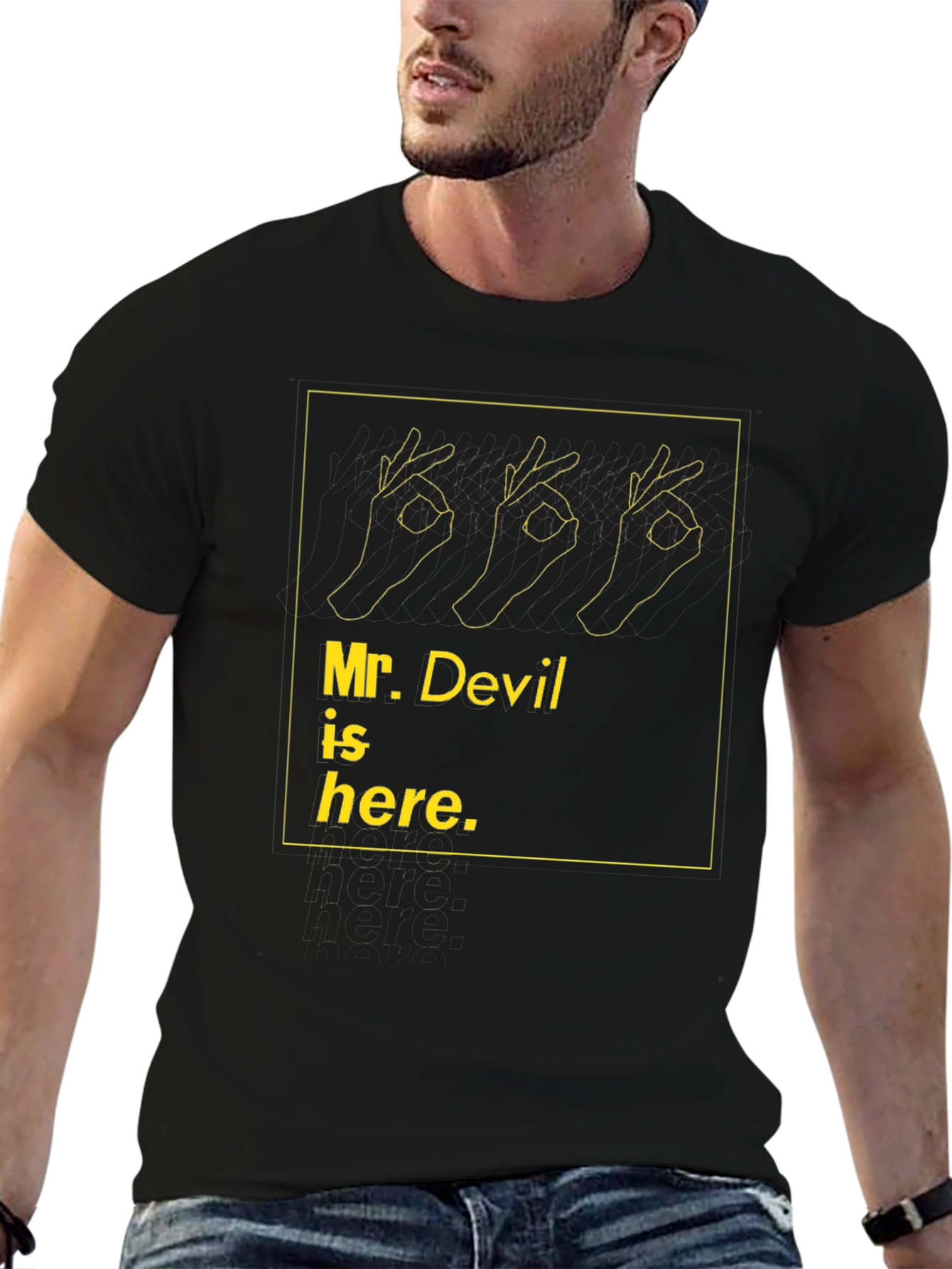 Black Mr. Devil is Here Graphic Tee - Black Cotton view 6
