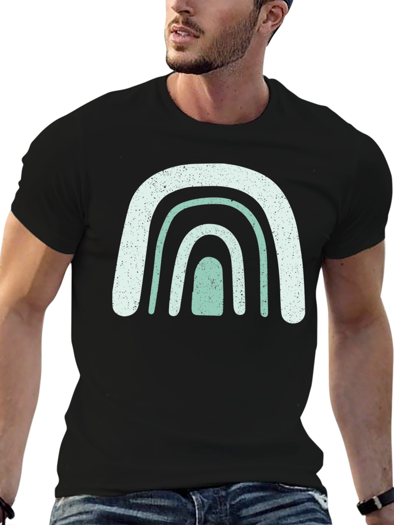 Black Boho Rainbow Graphic T-Shirt view 6