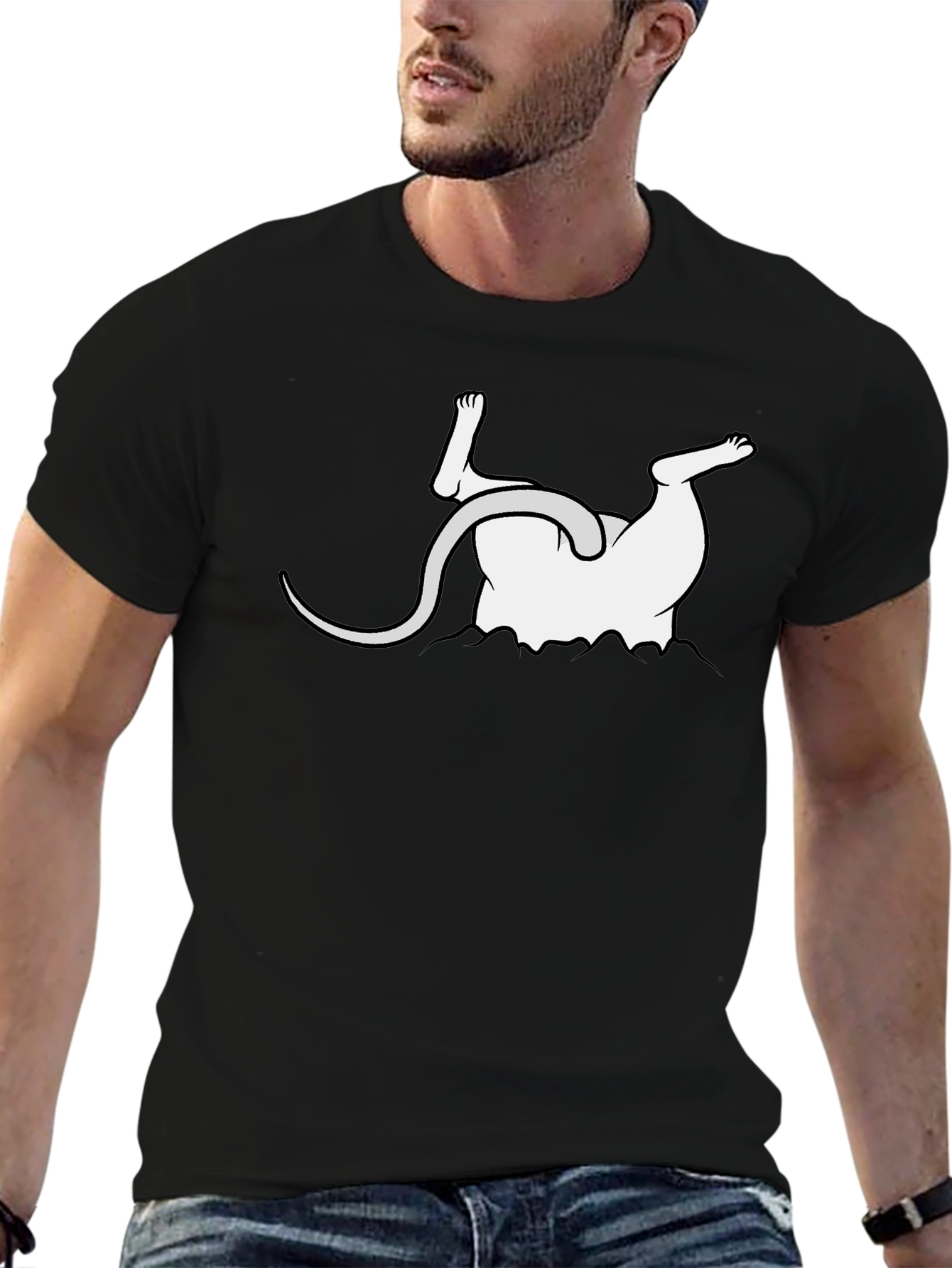 Black Upside Down Mouse Graphic Tee - Funny Unisex T-Shirt view 6