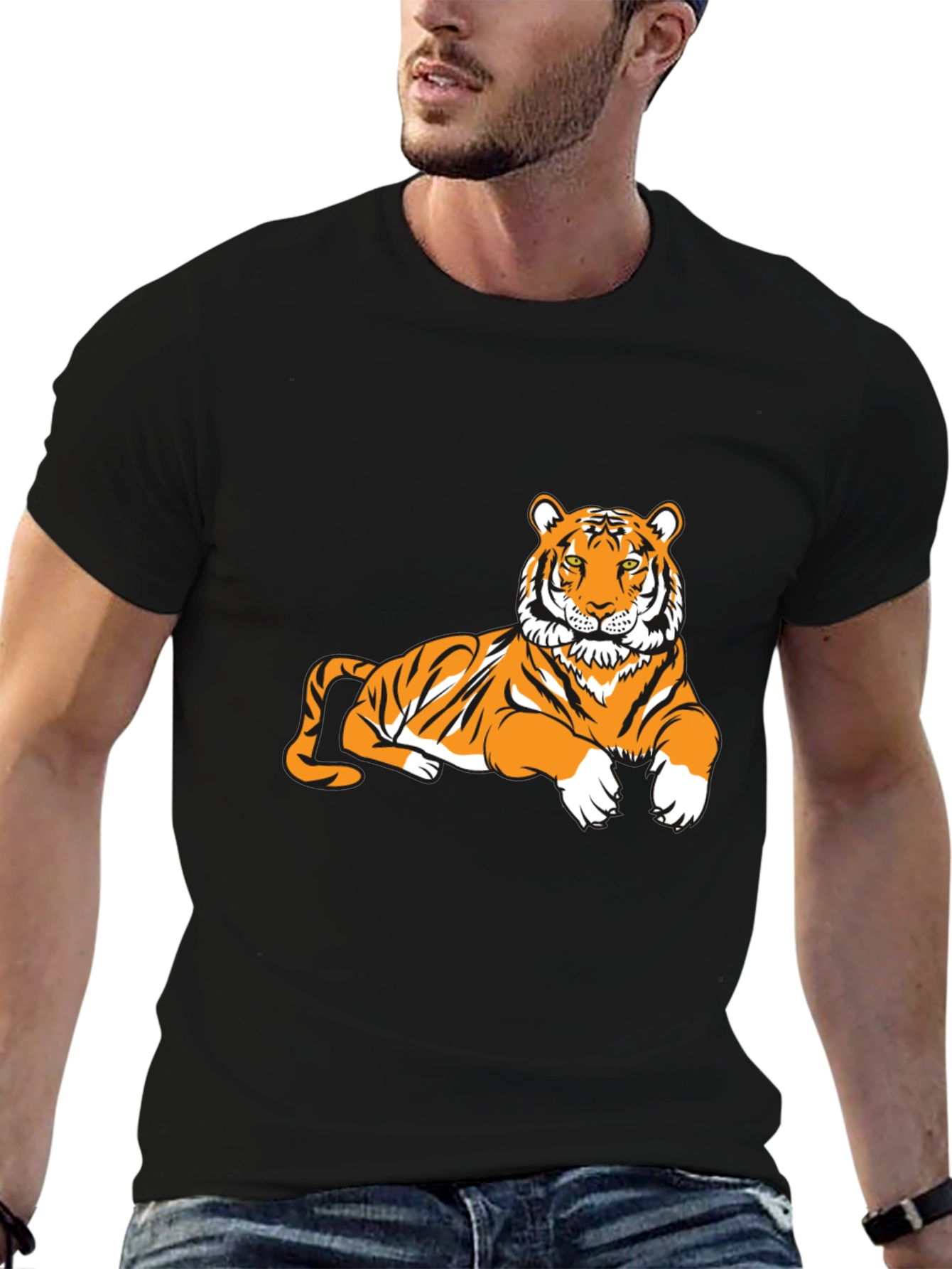 Black Tiger Graphic Tee - Black Short Sleeve T-Shirt view 6