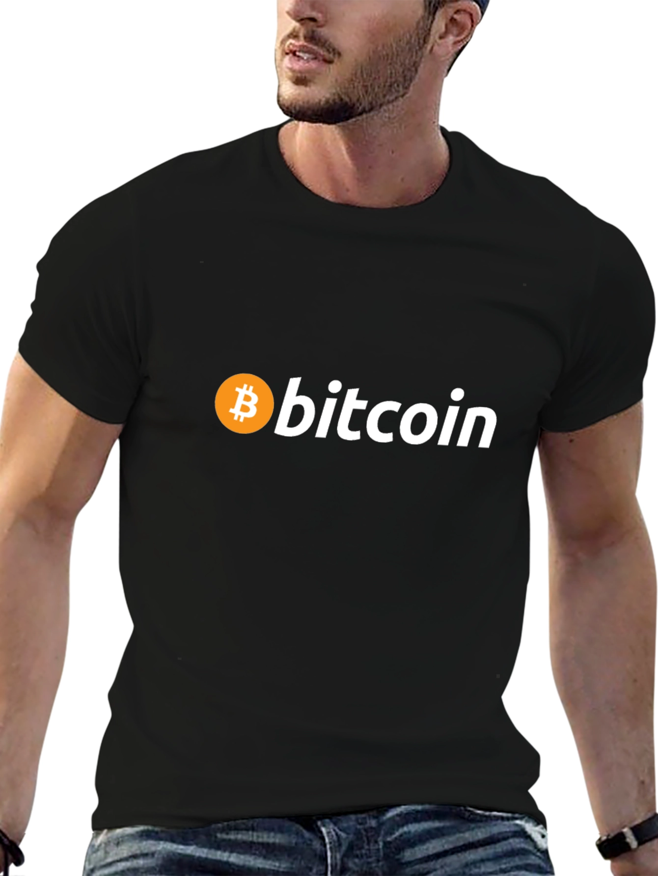Black Bitcoin Logo Black T-Shirt Crypto Currency Tee view 6