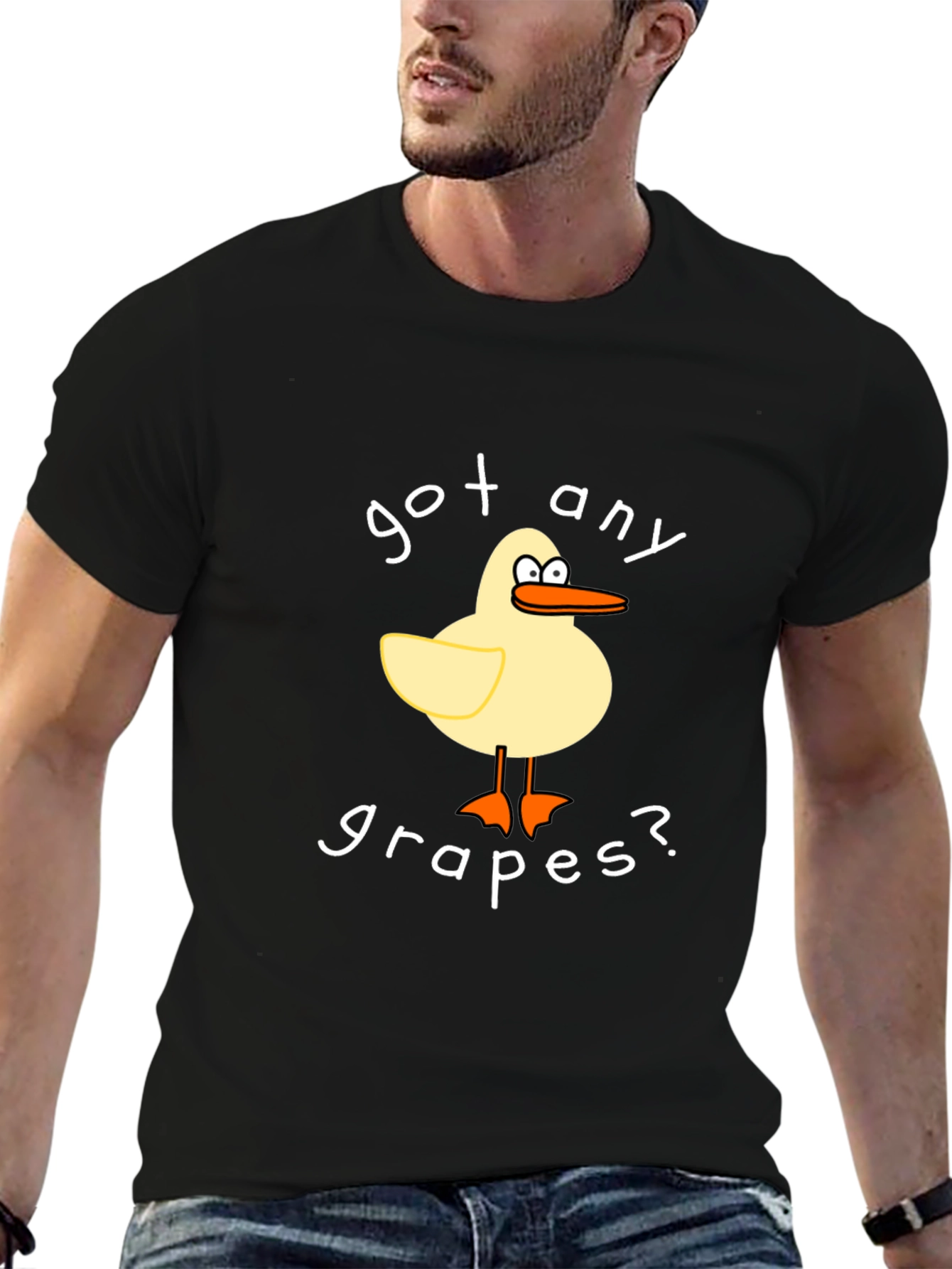 Black Got Any Grapes? Funny Cartoon Duck T-Shirt view 6