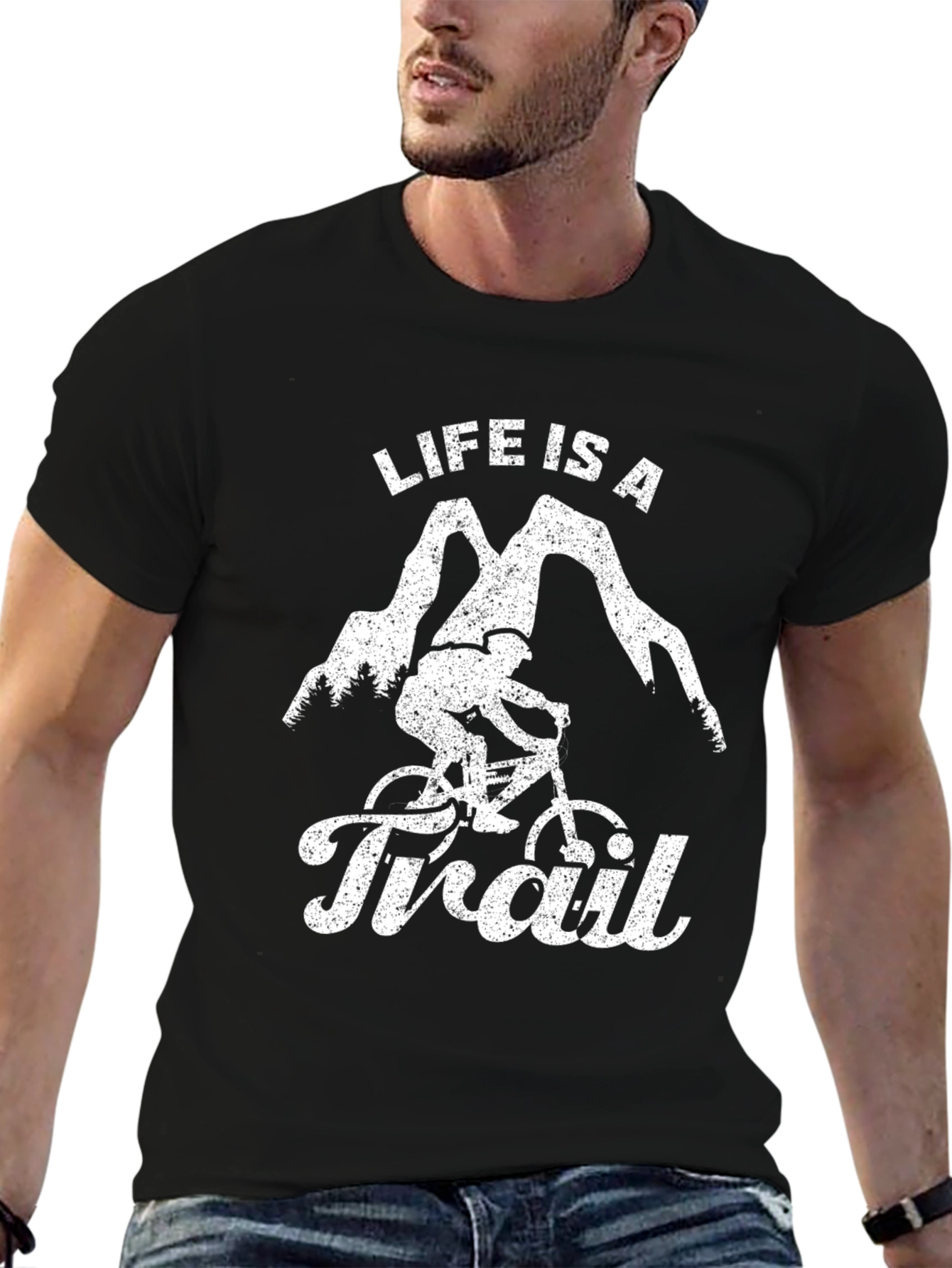 Black Life Is A Trail T-Shirt | Mountain Biking Tee view 6