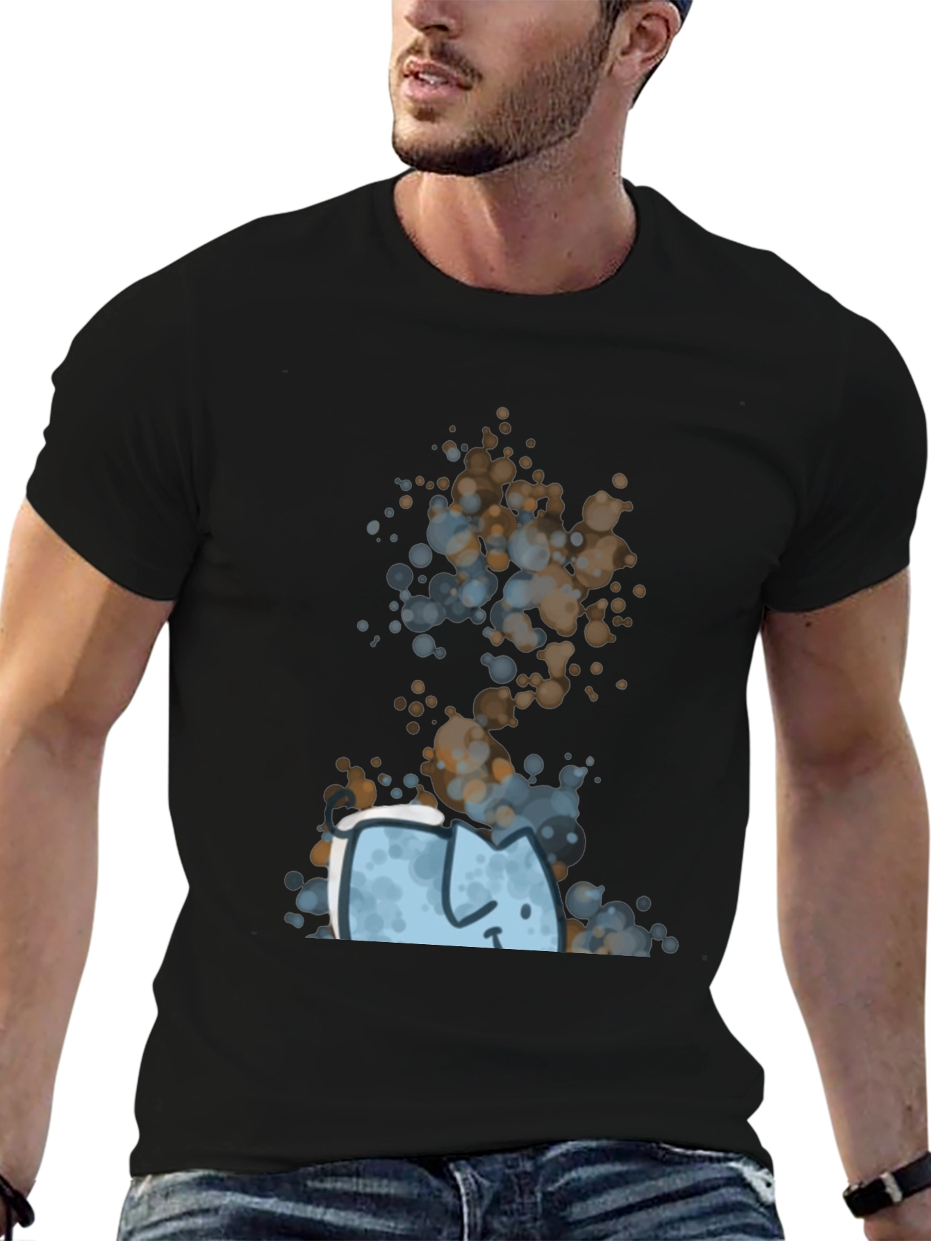 Black Abstract Cat Graphic Tee - Unique Style view 6