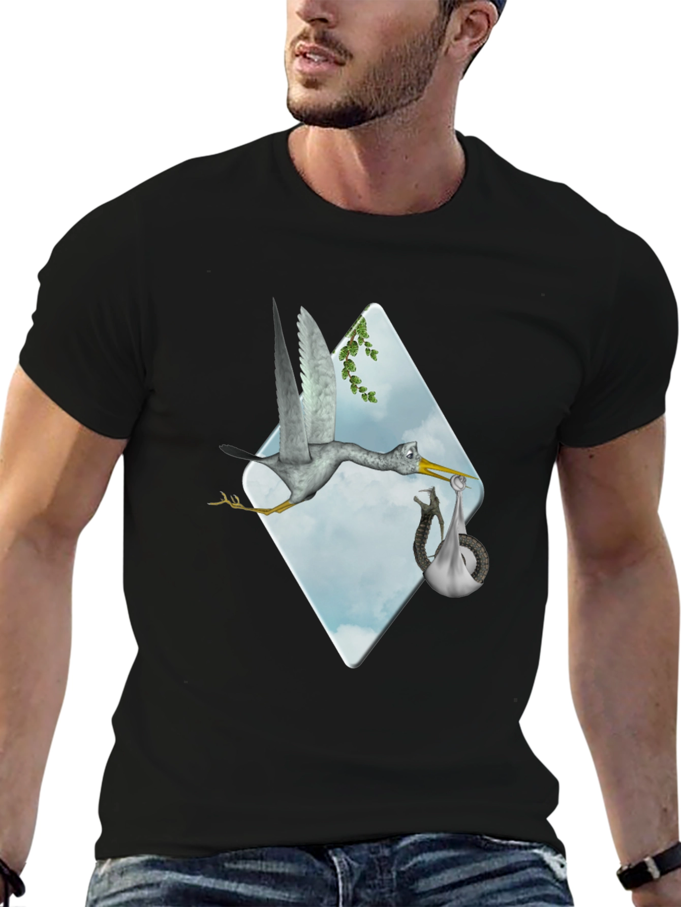 Black Stork Delivery Graphic Tee view 6