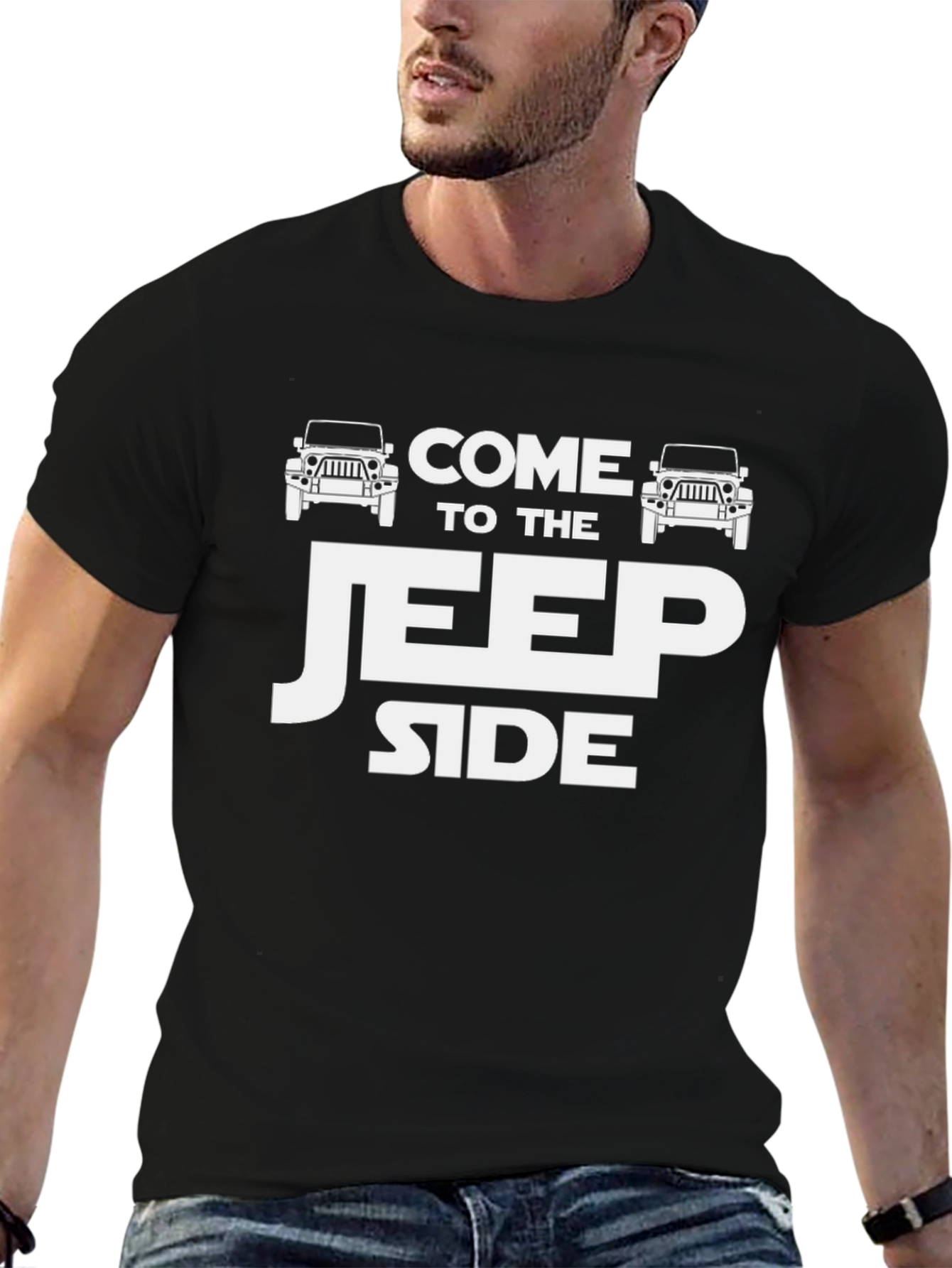 Black Come to the Jeep Side Men's Black T-Shirt view 6