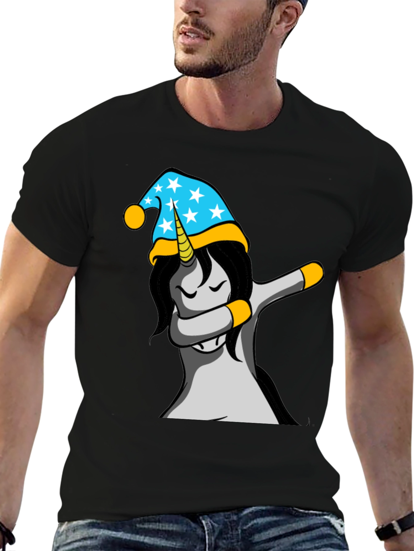 Black Unicorn Dabbing T-Shirt view 6