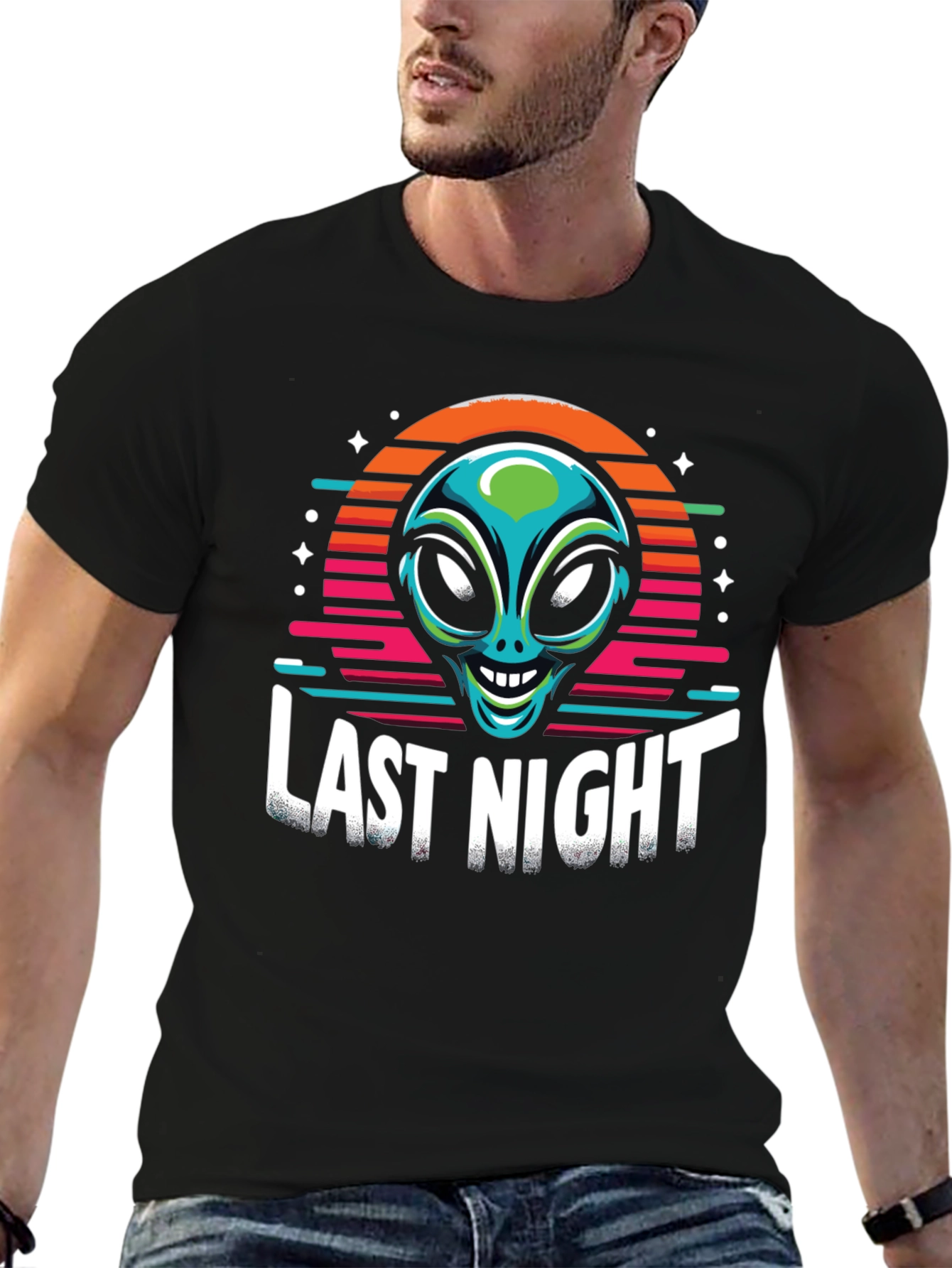 Black Last Night Alien Graphic T-Shirt view 6
