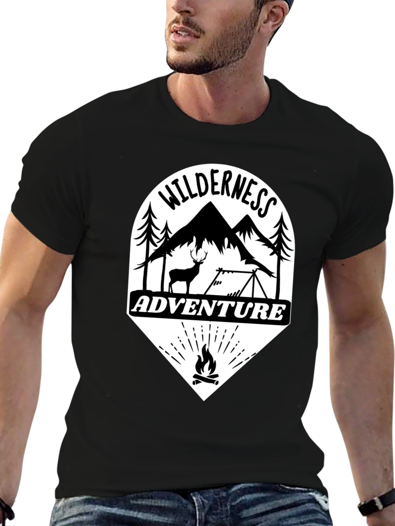 Black Wilderness Adventure Black T-Shirt - Camping & Outdoors view 6
