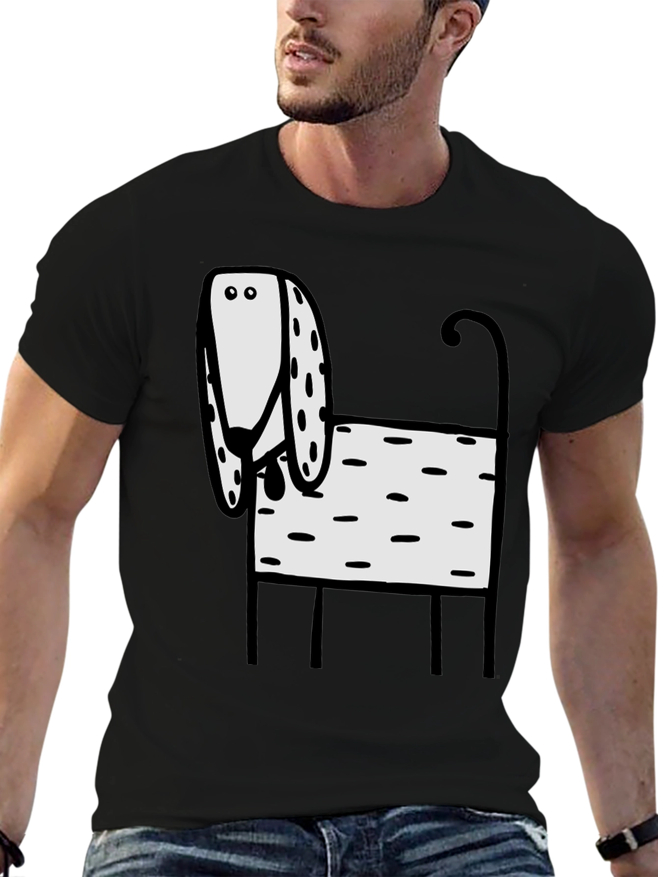 Funny Dog Graphic T-Shirt Black - 6