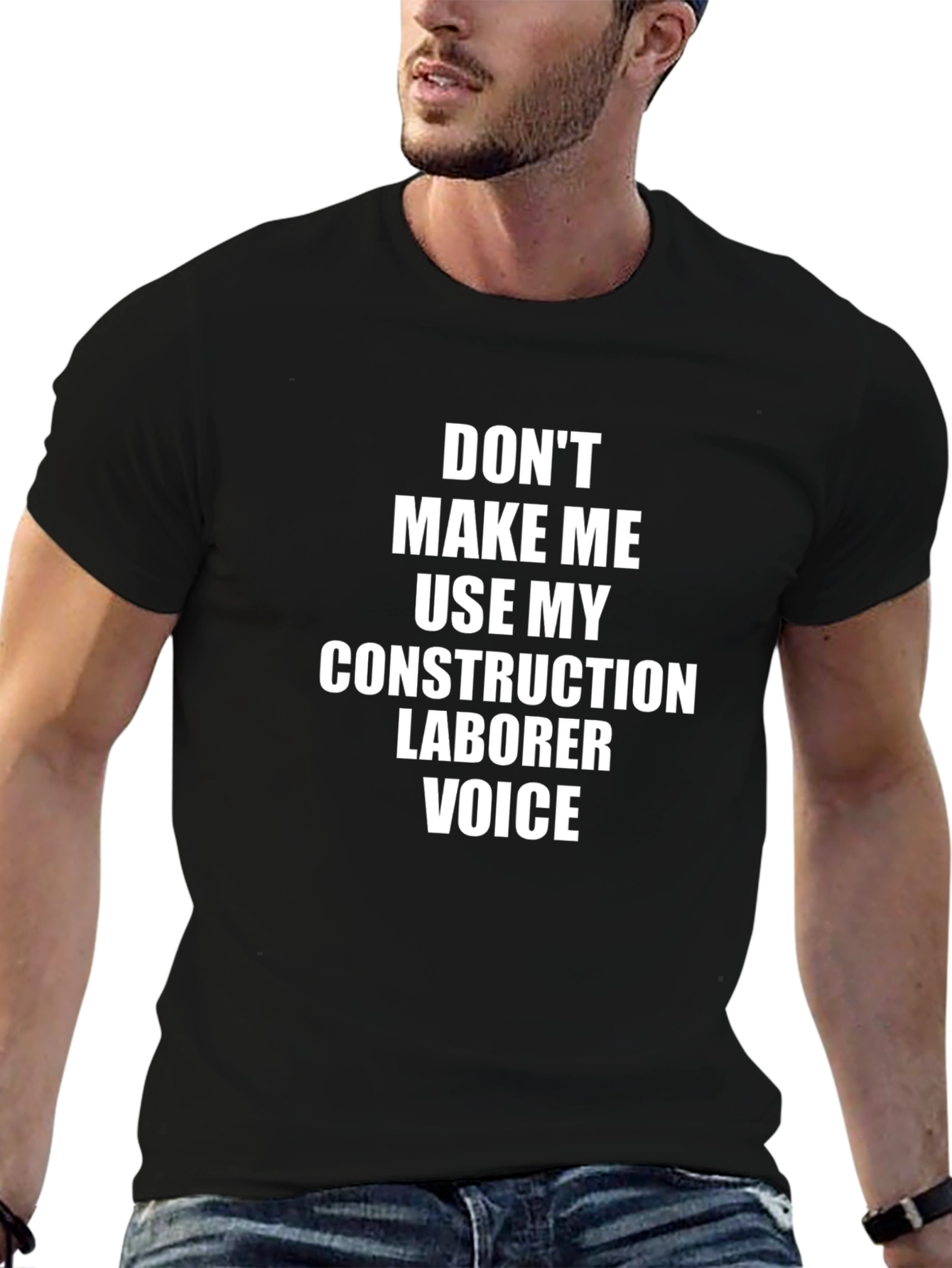 Black Construction Laborer Voice T-Shirt - Funny Worker Tee view 6