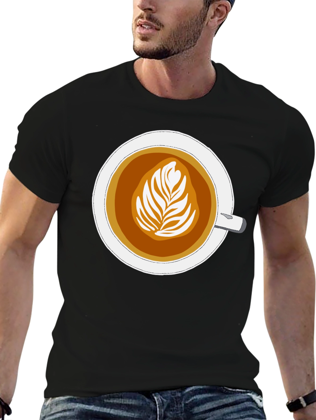 Black Latte Art Graphic Tee - Coffee Lover's Style view 6