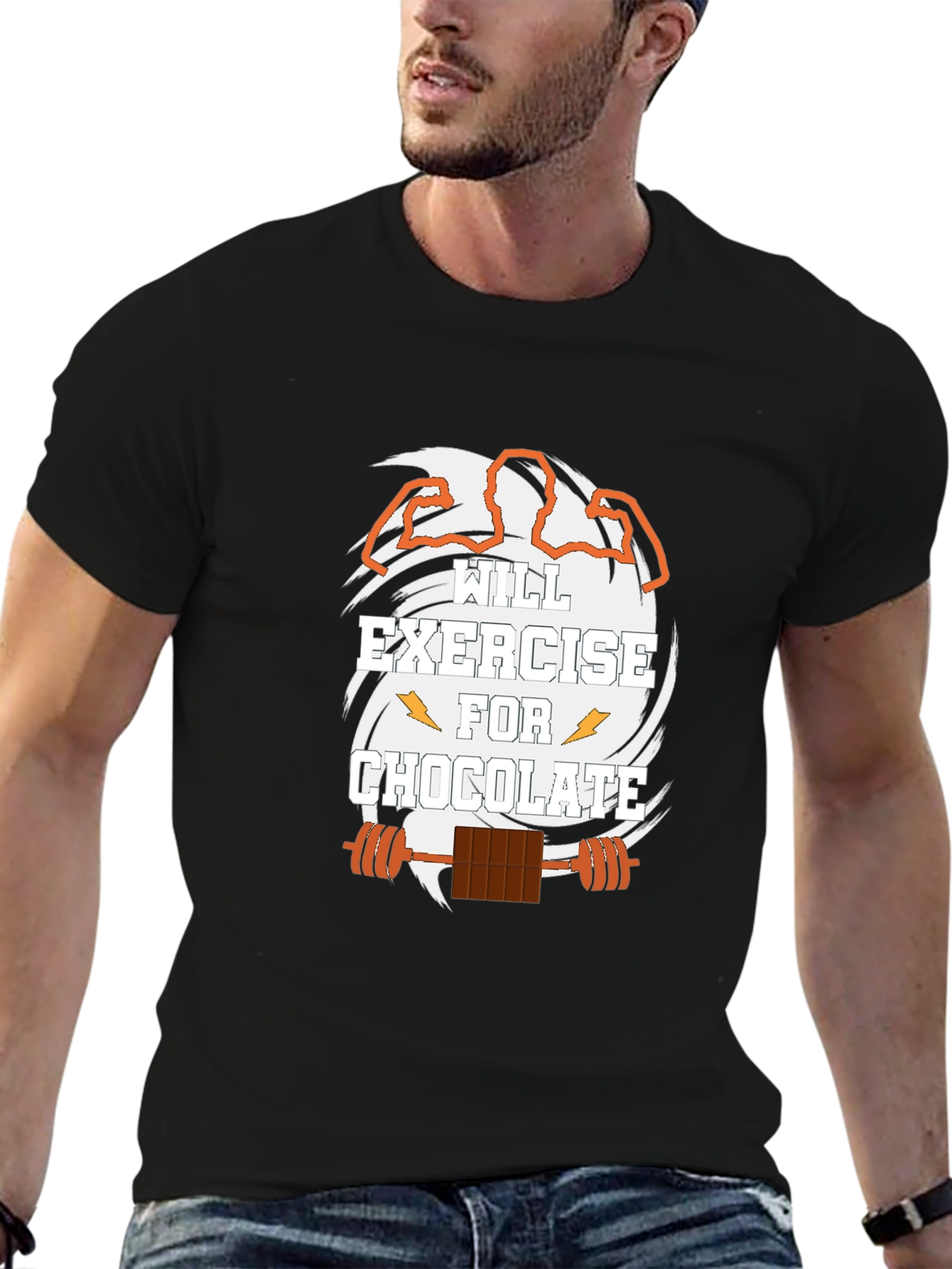 Black Exercise for Chocolate Black Graphic T-Shirt view 6