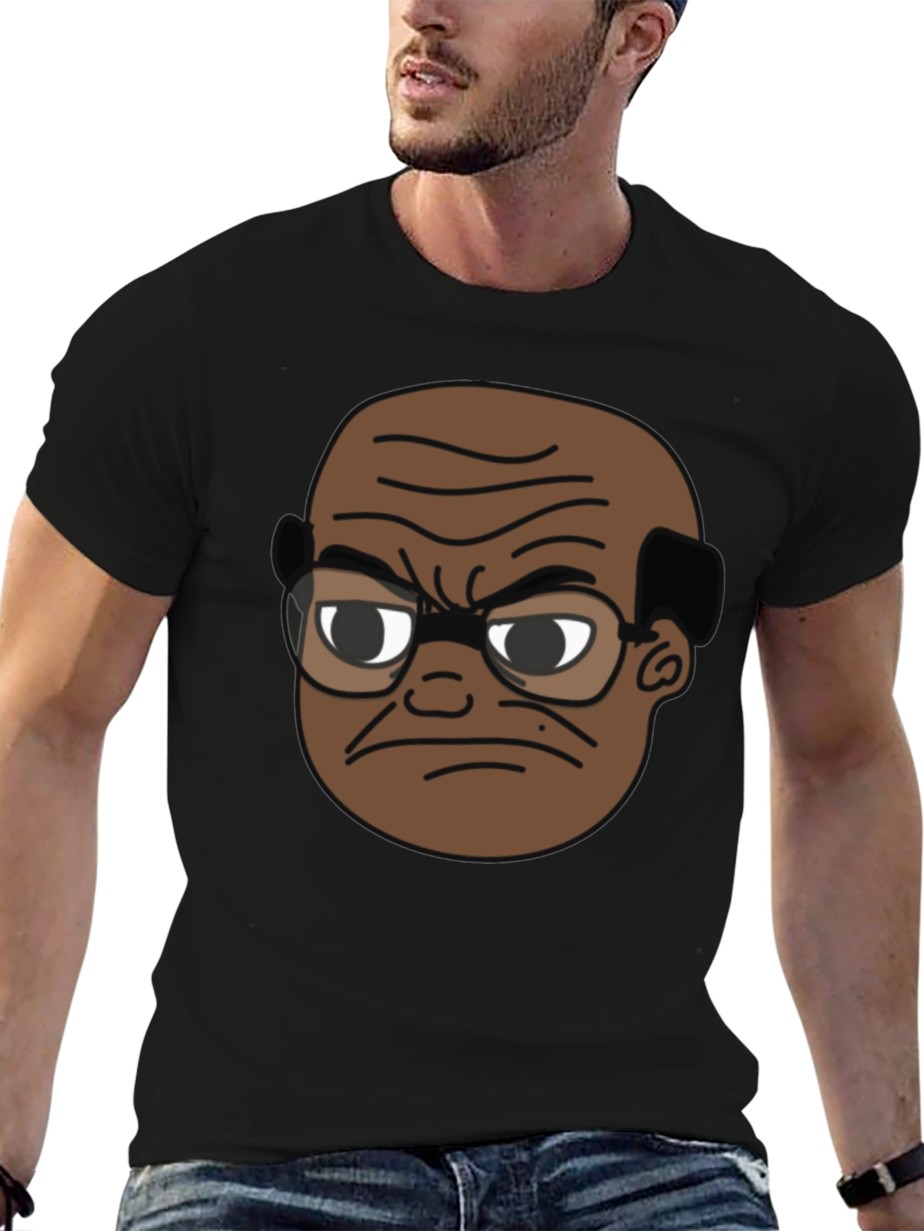 Black Angry Old Man Cartoon Graphic Tee view 6