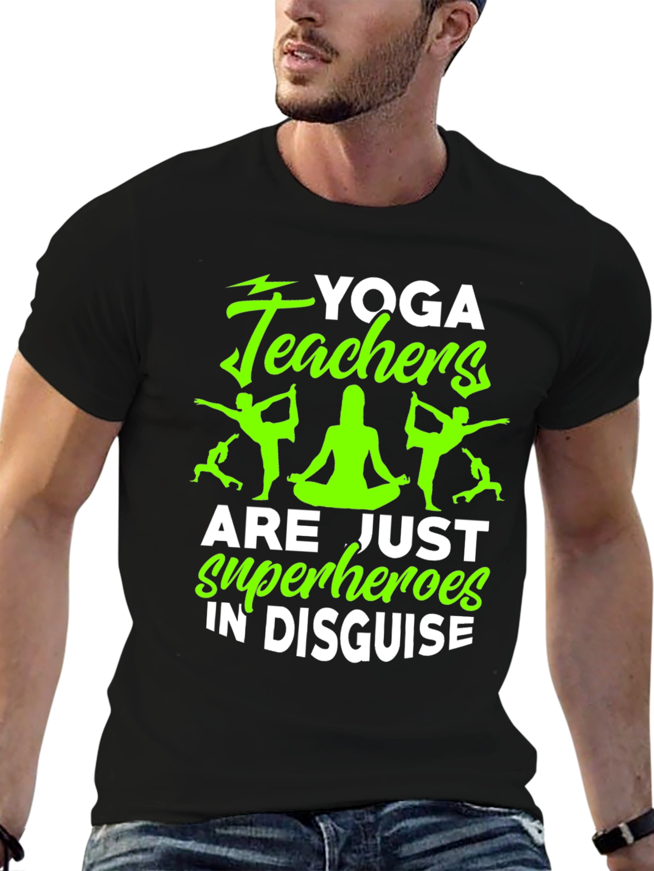 Black Yoga Teacher Superhero Graphic Tee view 6
