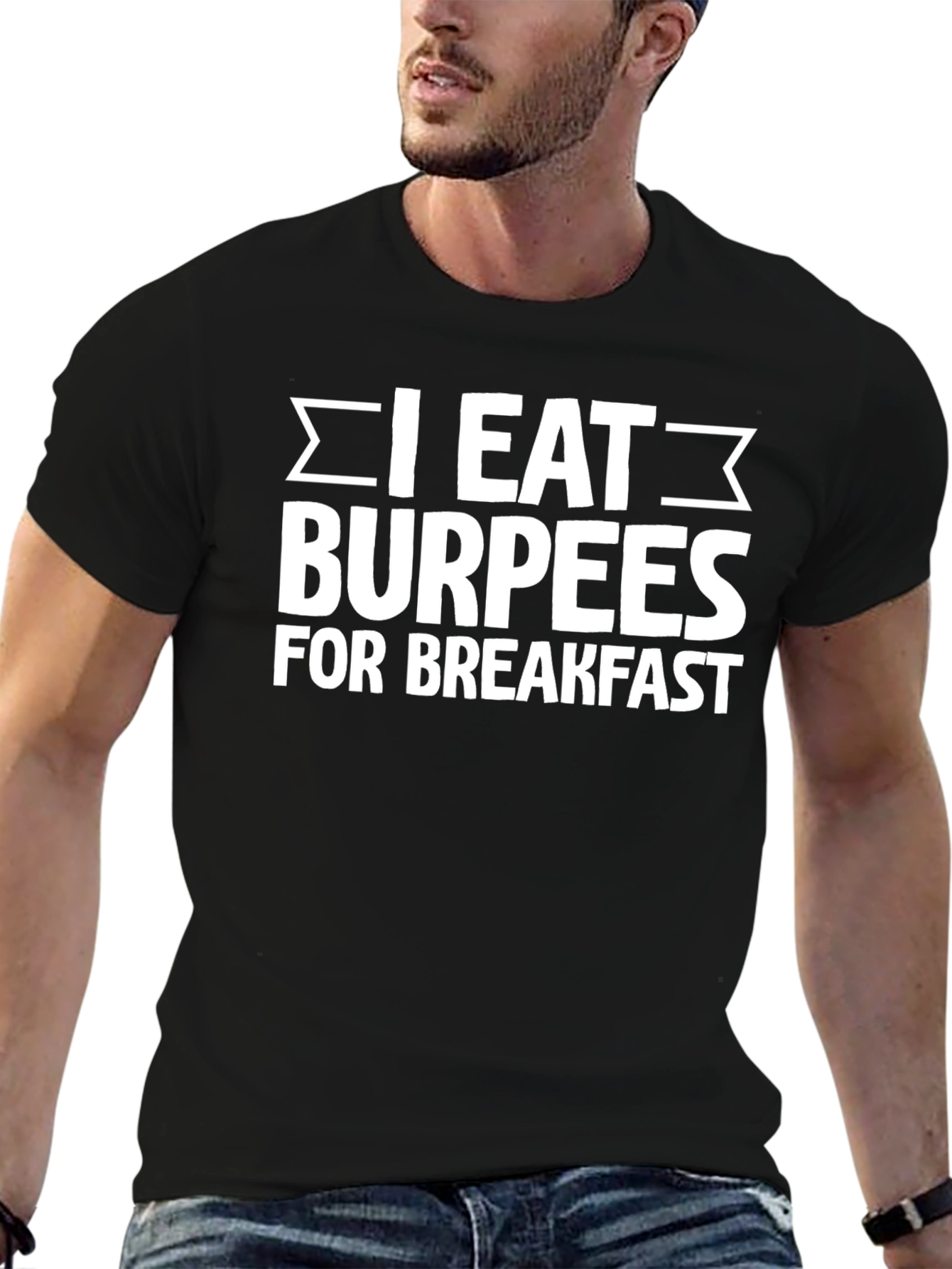 Black I Eat Burpees For Breakfast Graphic Tee view 6