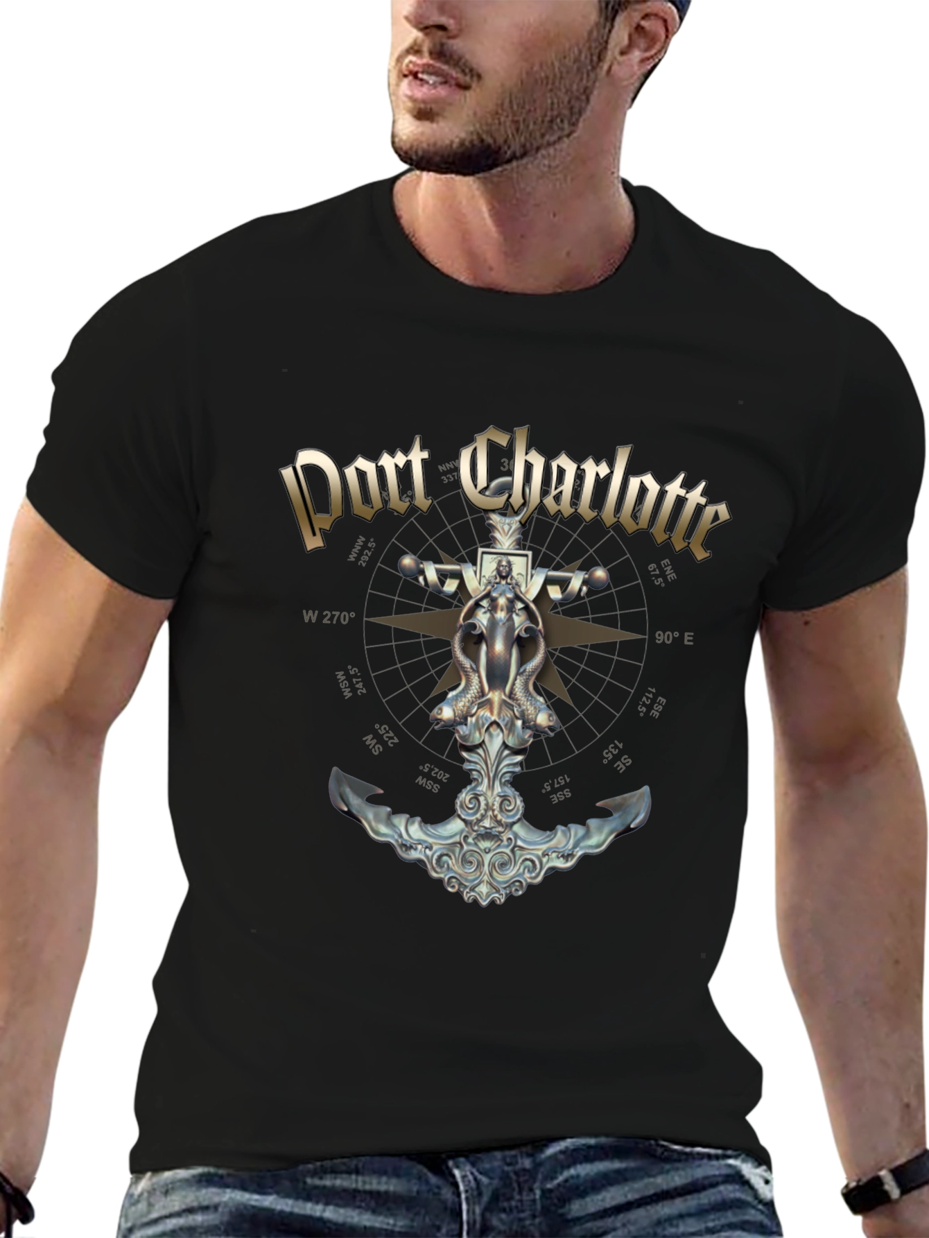 Black Port Charlotte Anchor Black T-Shirt view 6