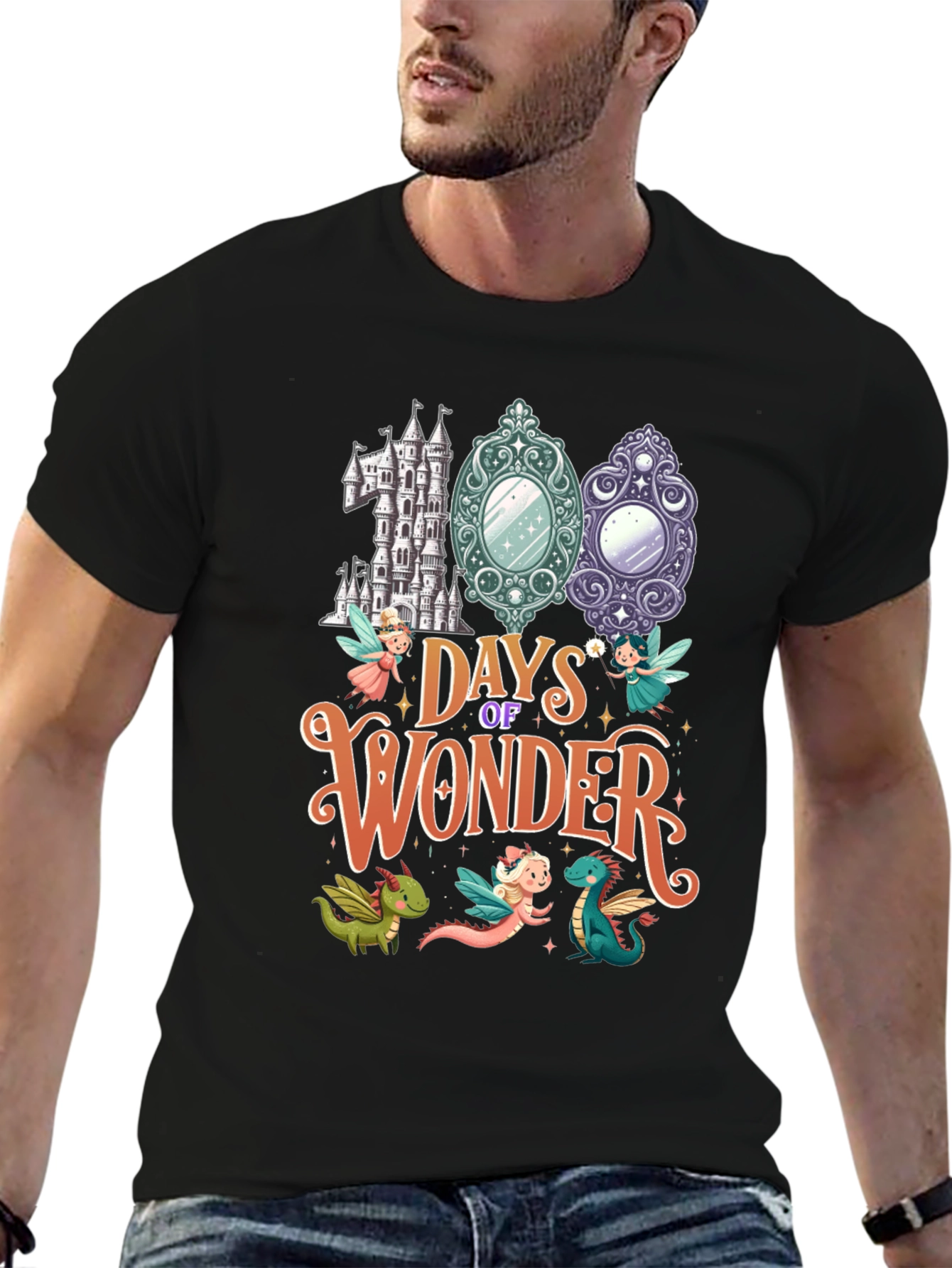 Black 100 Days of Wonder Black T-Shirt view 6