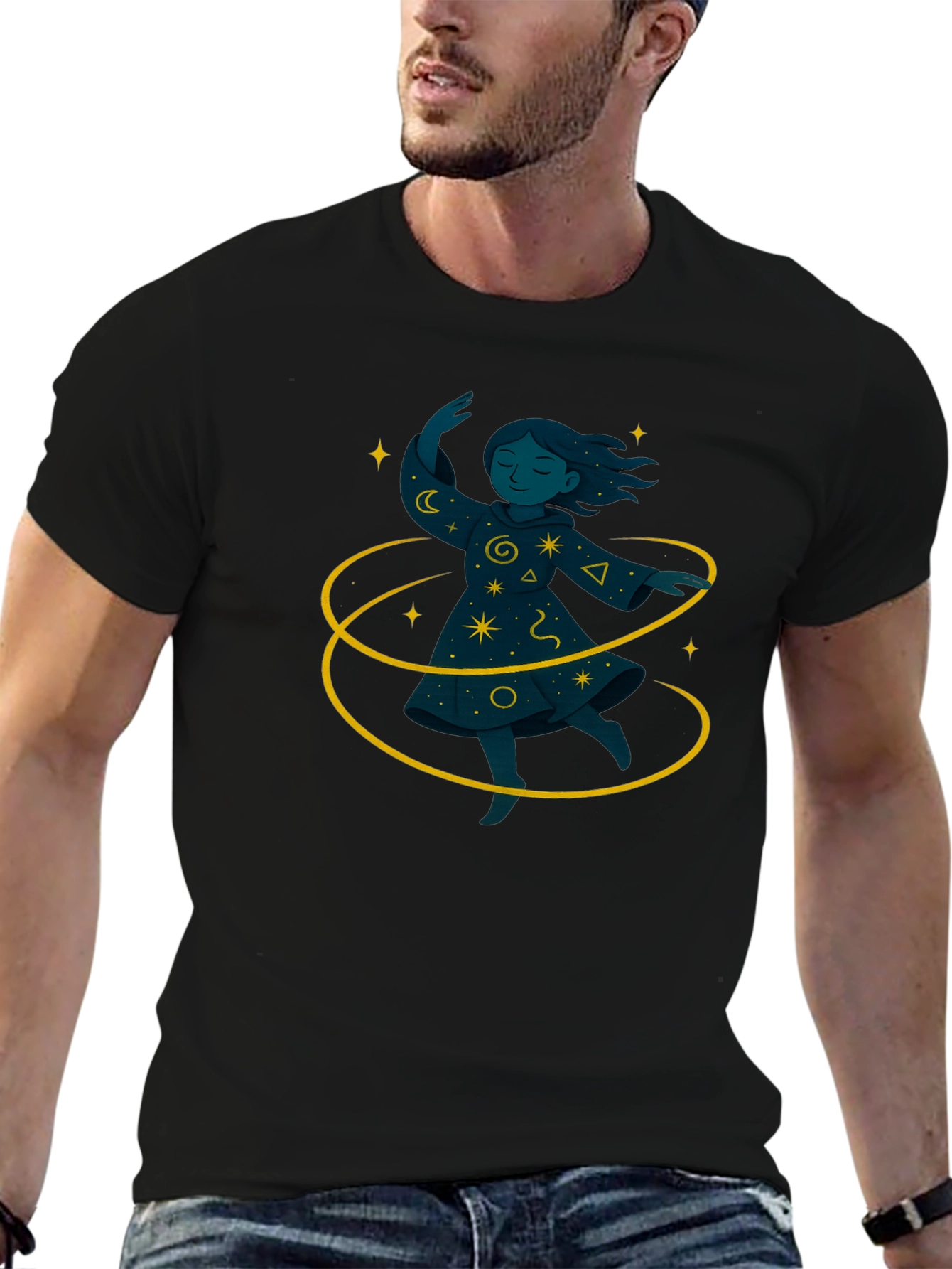 Black Magical Girl Graphic Black T-Shirt view 6