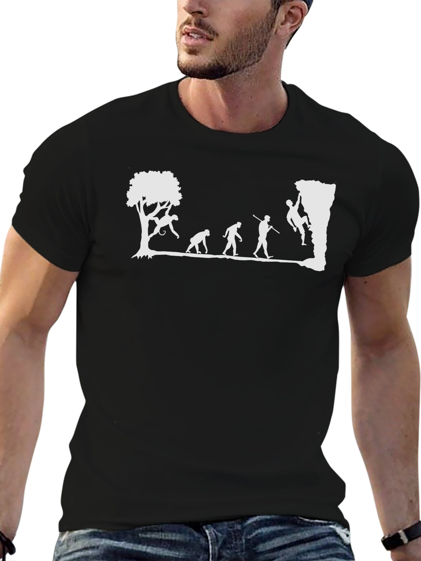 Black Climbing Evolution T-Shirt - Funny Climber Tee view 6