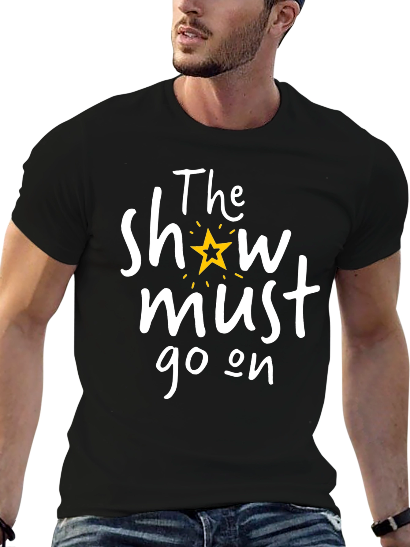 Black The Show Must Go On Graphic Tee view 6