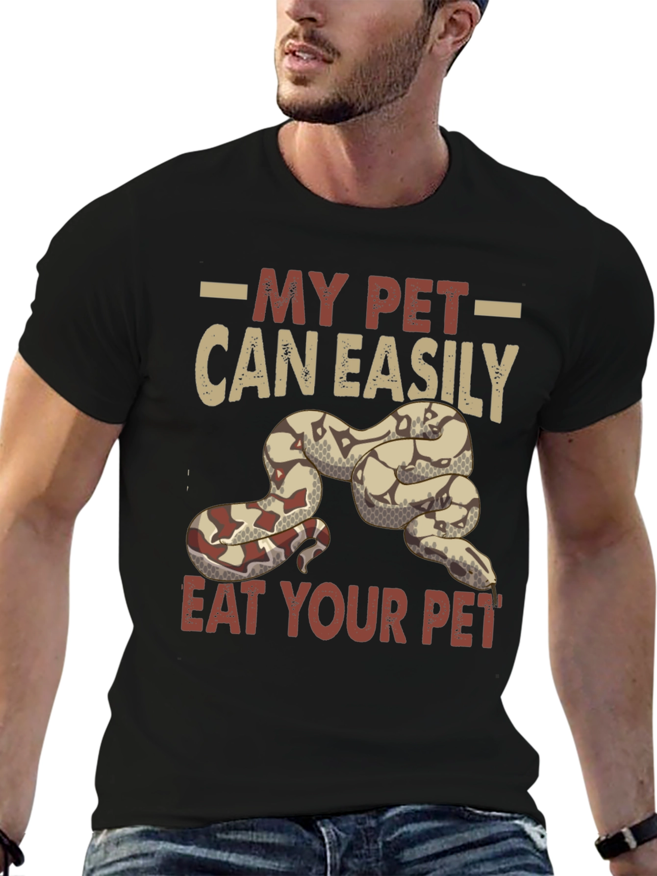 Black My Pet Can Easily Eat Your Pet T-Shirt view 6