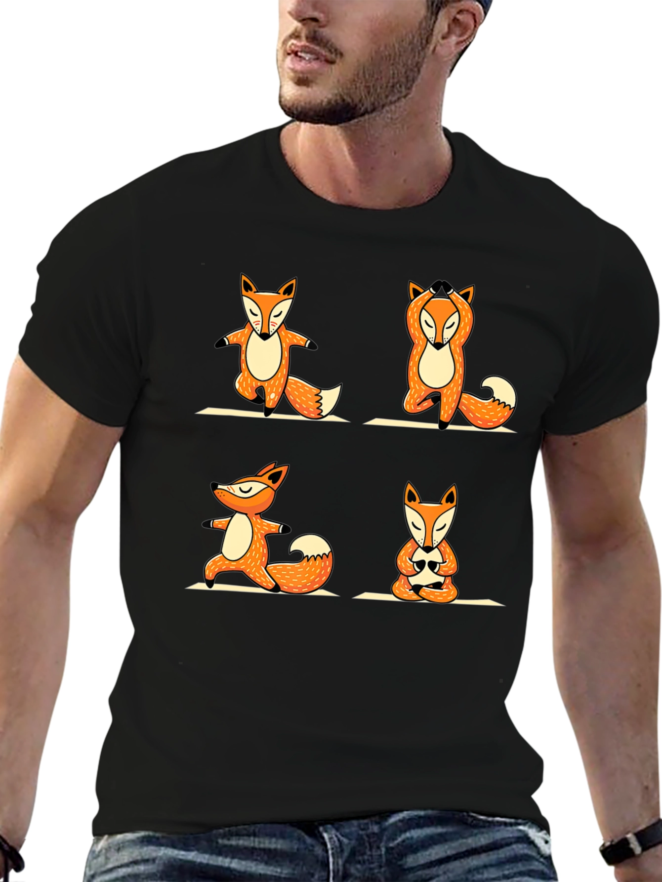 Black Yoga Fox Black T-Shirt view 6
