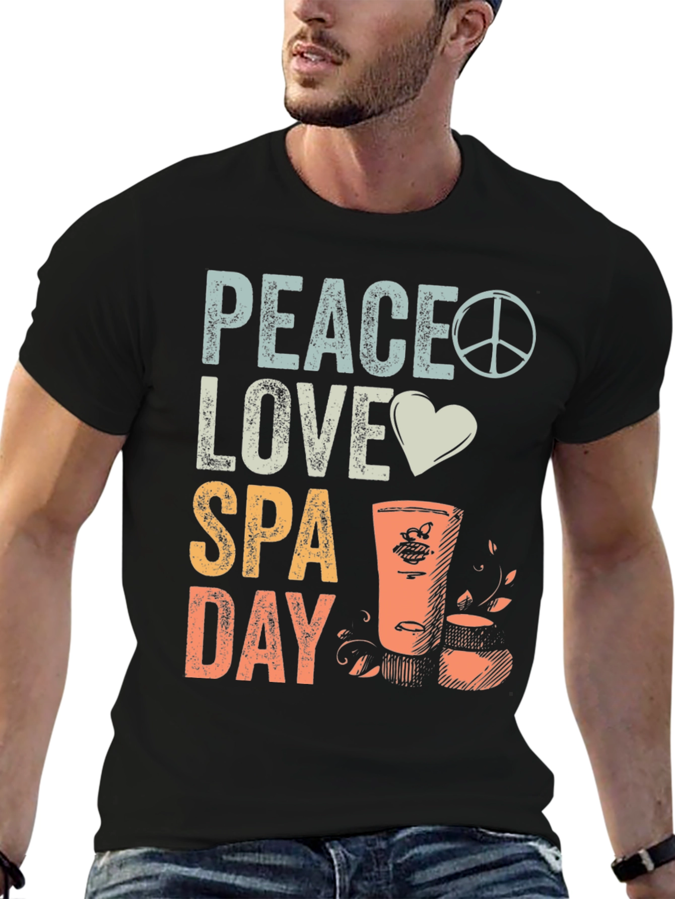 Black Peace Love Spa Day Graphic Tee view 6