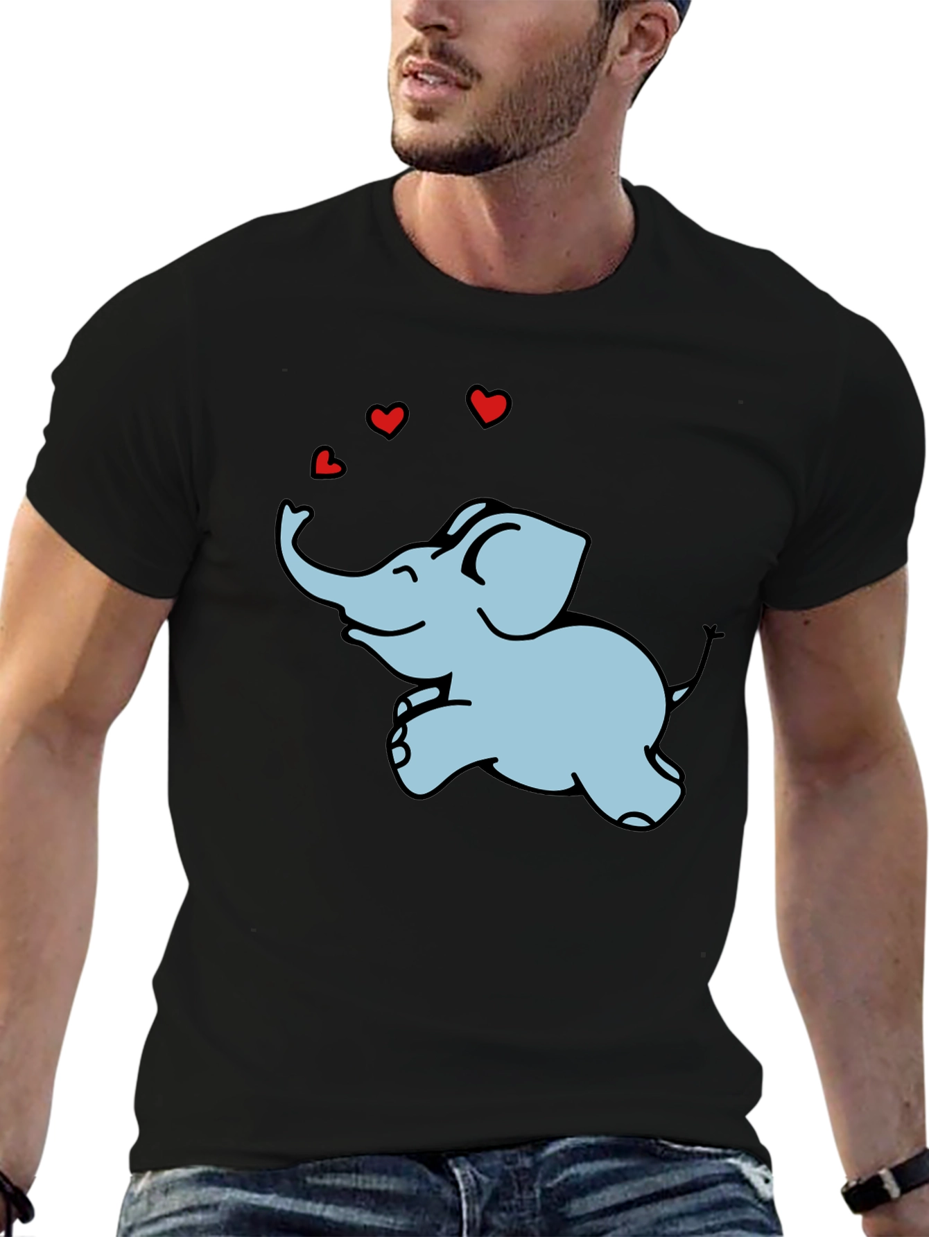 Black Elephant Love Graphic Tee - Unisex Comfort Fit view 6