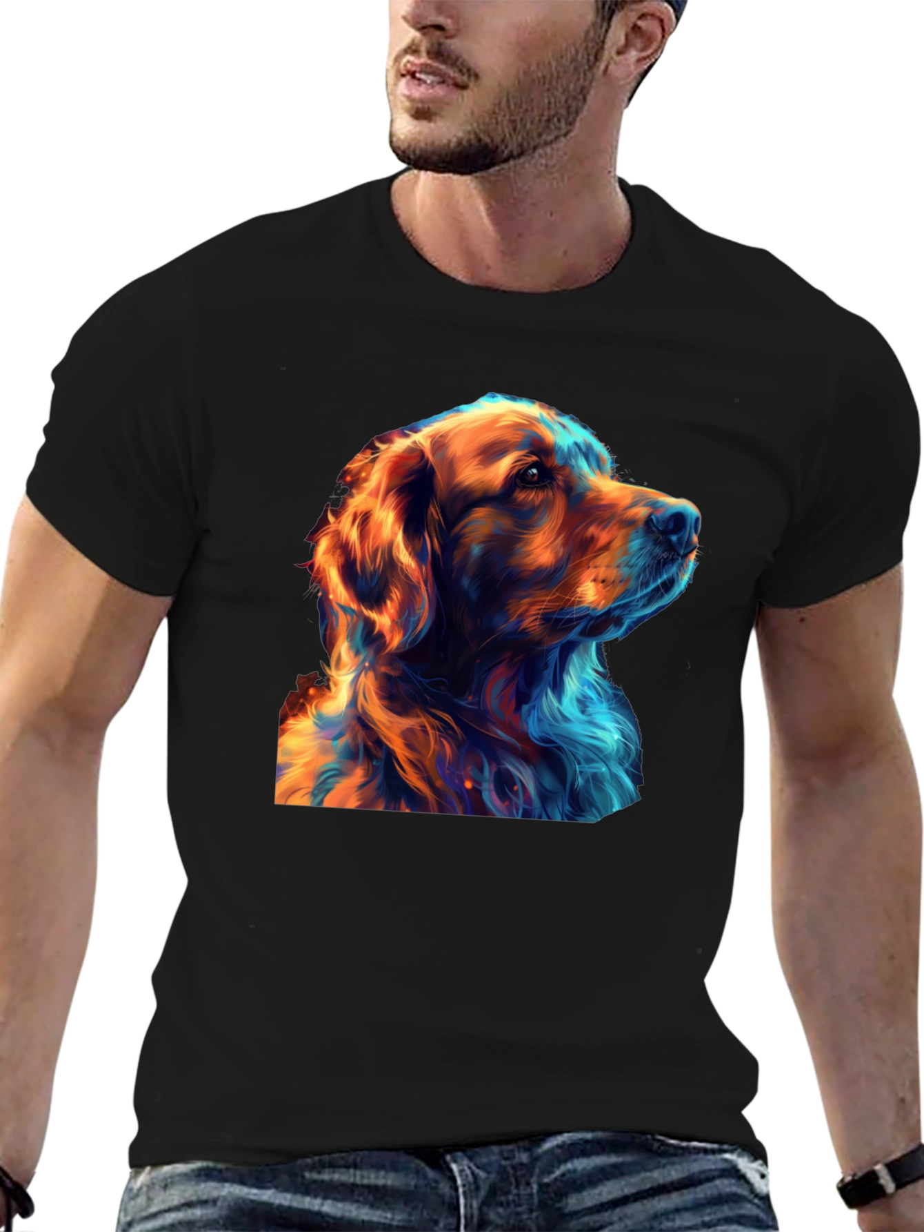 Cool Dog Art Graphic Black T-Shirt - 6