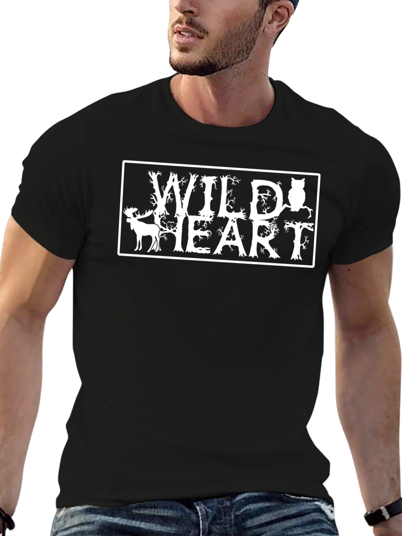 Black Wild Heart Graphic Tee - Black Cotton Blend view 6