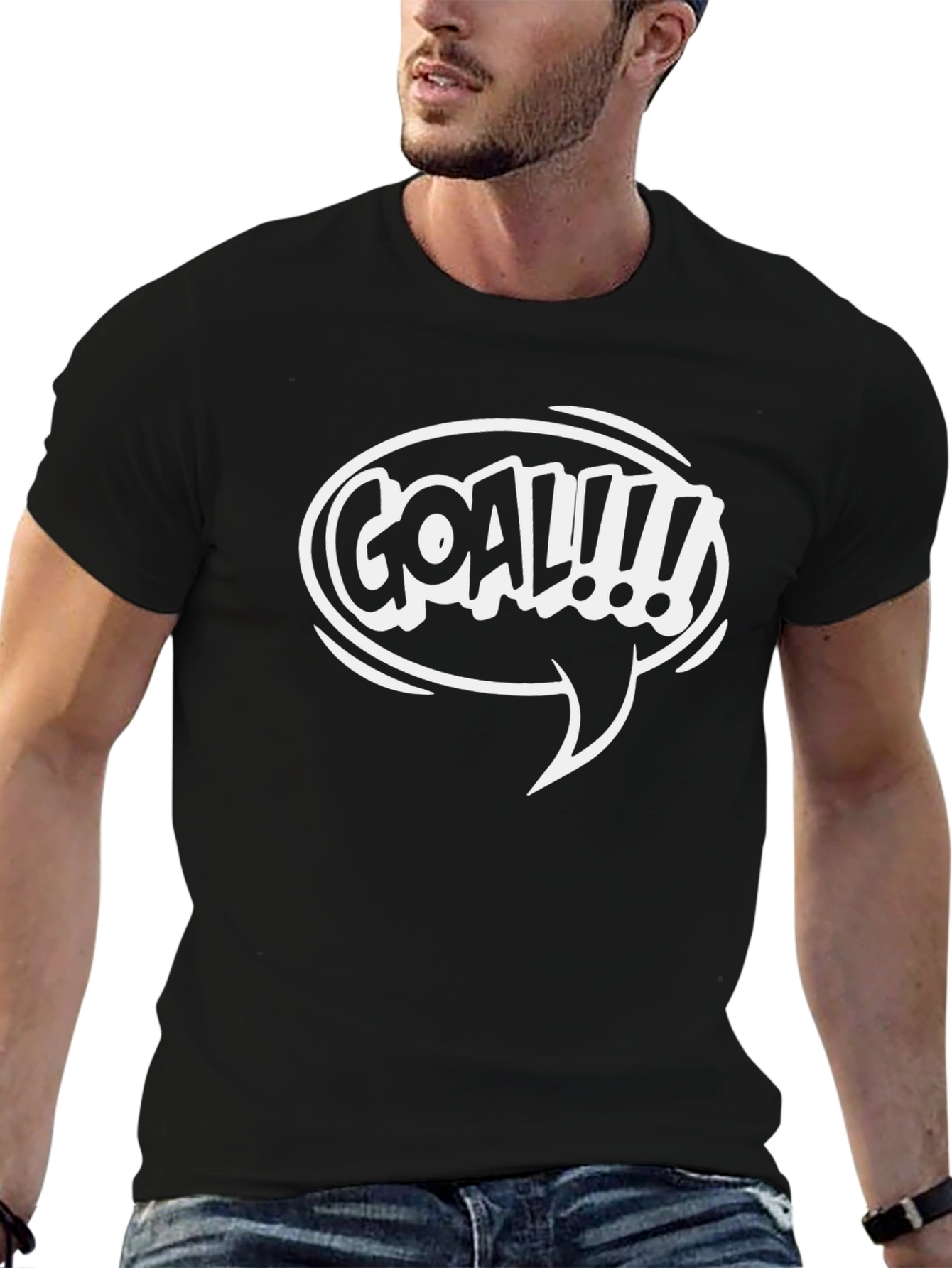 Black Goal! Graphic Print Crew Neck T-Shirt view 6