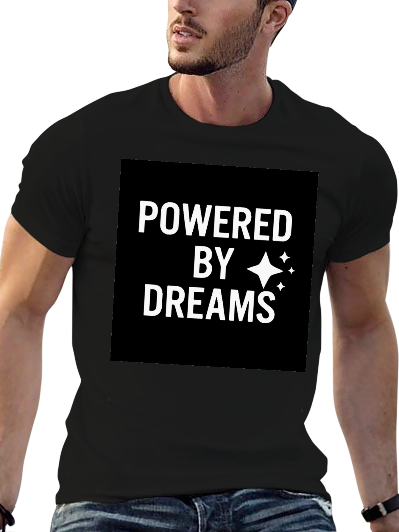 Black Powered by Dreams Black Graphic T-Shirt view 6