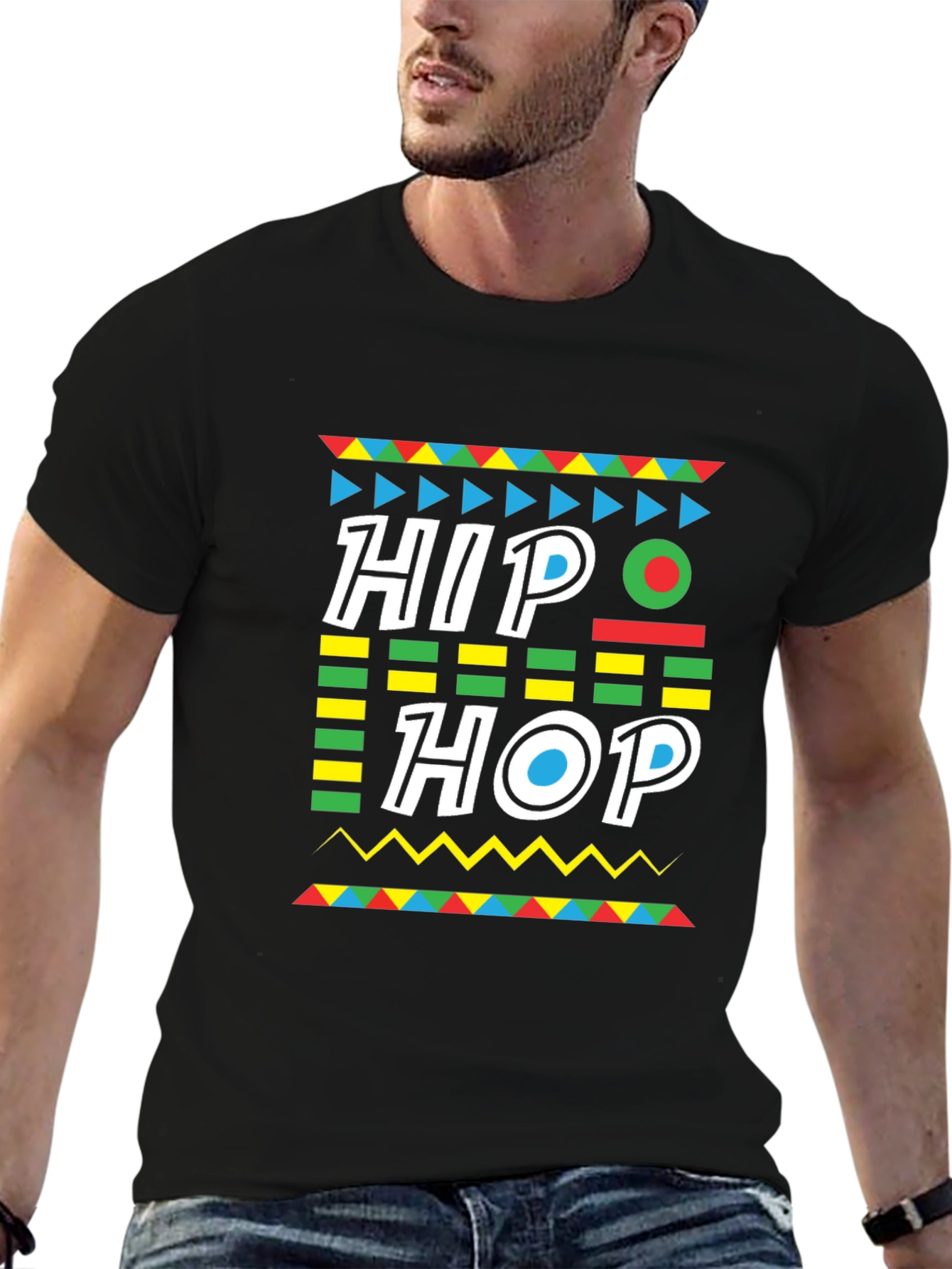 Black Hip Hop Graphic Print Black T-Shirt view 6