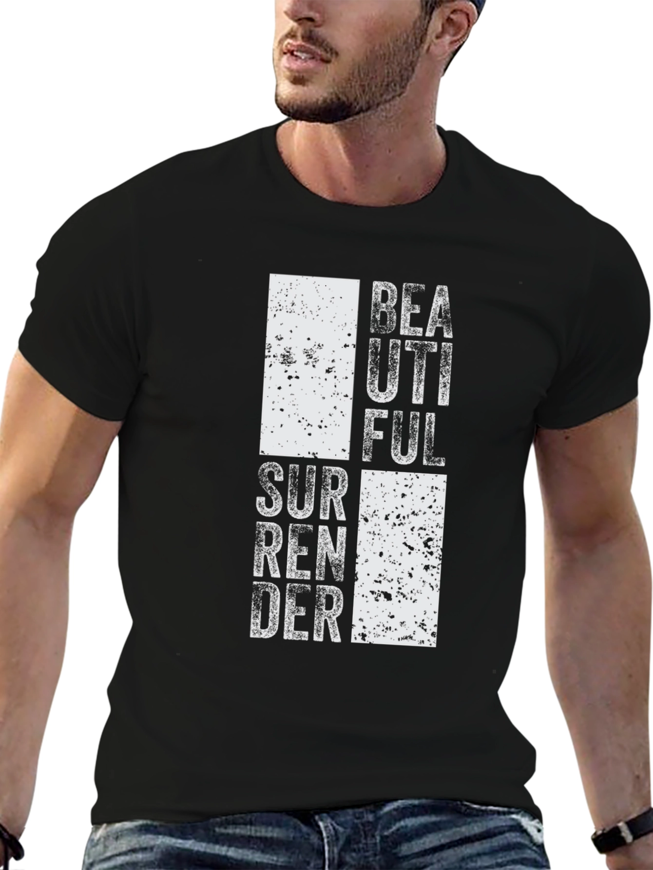 Black Beautiful Surrender Graphic Tee - Black Casual T-Shirt view 6
